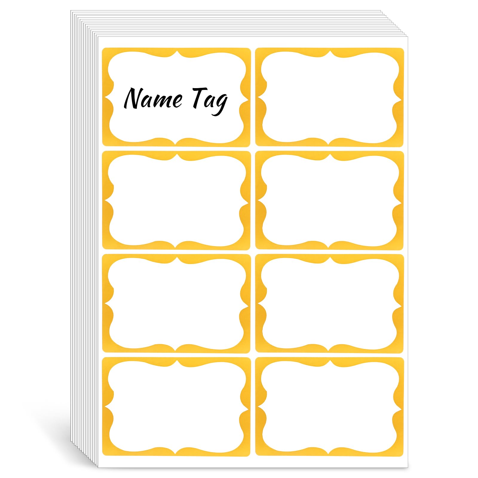 160 Pcs Gold Foil Name Tag Stickers, 2"x 3" Self Adhesive Name Tags Sticker Name Badges Labels, Waterproof Blank Name Tag Stickers for School, Office, Home, Party, Conferences (Gold)