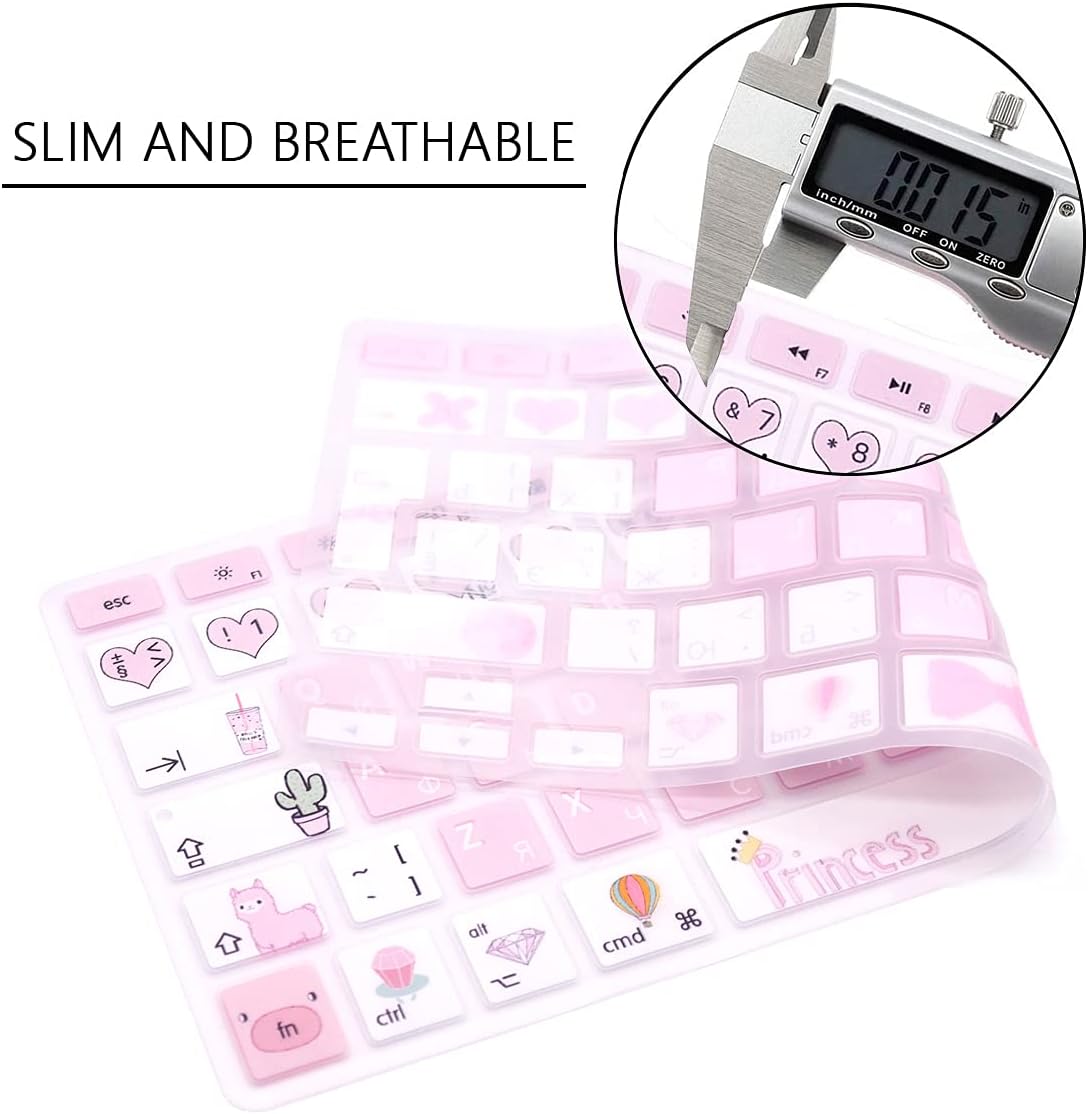 MMDW EU/UK Russian Language Keyboard Cover for Macbook Pro 13 Inch,15 Inch(with or without Retina Display,2015 or Older Version)for Macbook Old Air 13 Inch European/ISO Version Silicone Skin-Princess - Image 5