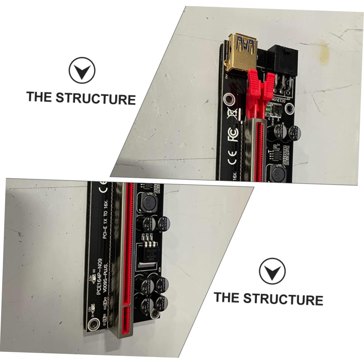 Uonlytech 6sets Pin Pci-e Riser Adapter Card Extension USB Pci-e to Riser Cable Led Indicator Gpu Support for Enhanced and Gaming Rigs
