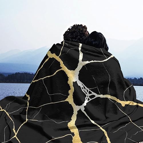 Miniatura 5 de Manta cómoda para cama, sofá, compatible con textura de mármol negro y dorado, mantas y mantas de franela ligeras, mantas de microfibra mullidas