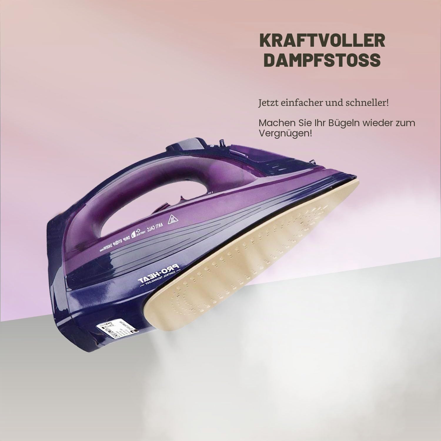 Bügeleisen, Dampfbügeleisen Kabelloses 2400W Dampf Bügeleisen mit Keramiksohle Dampfbügeleisen mit Variabler Dampffunktion, Selbstreinigungs, Sprühwasserfunktion, Antikalk, Tropfstopp