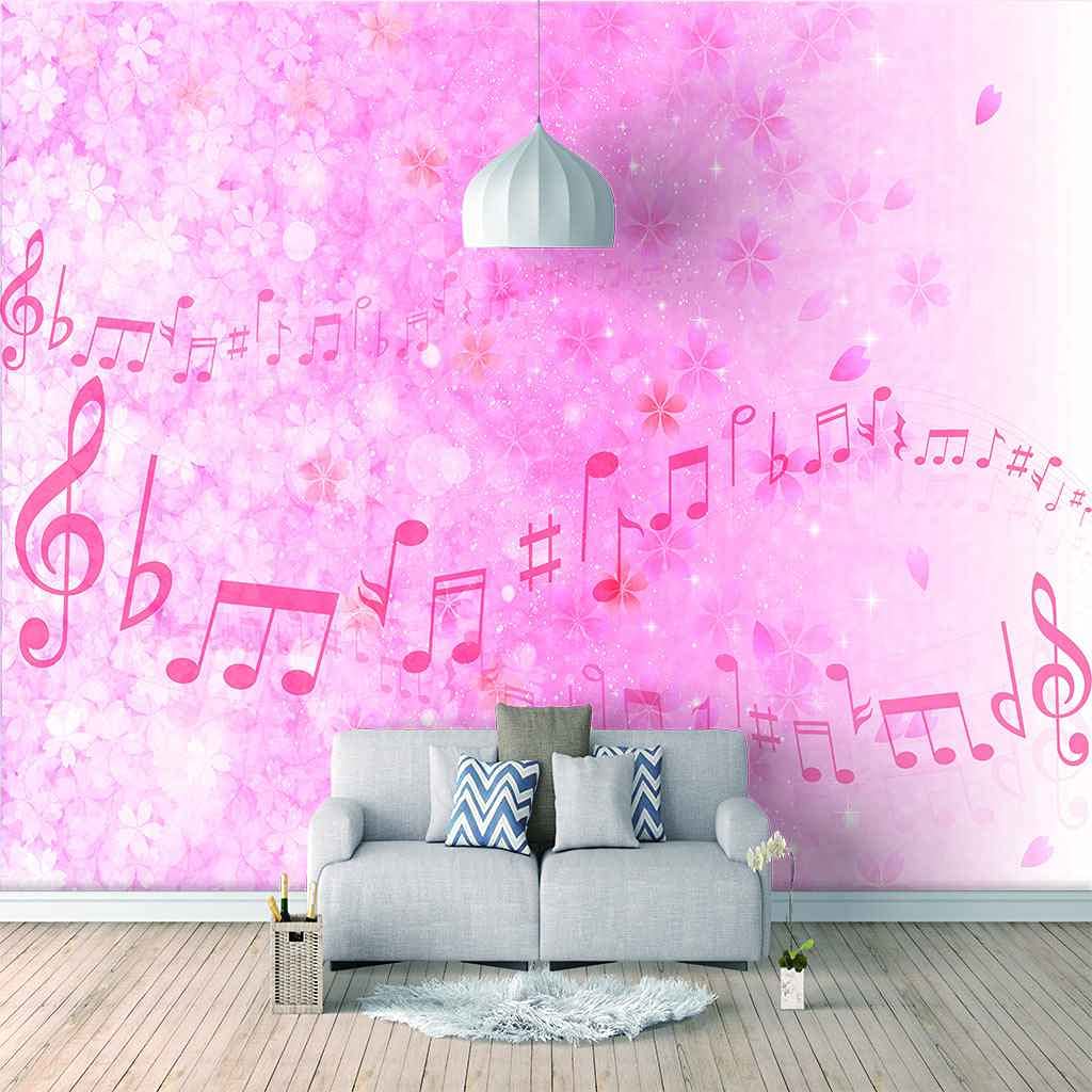 Canevas de musique rose pour décorer une chambre d'enfant en style 3D
