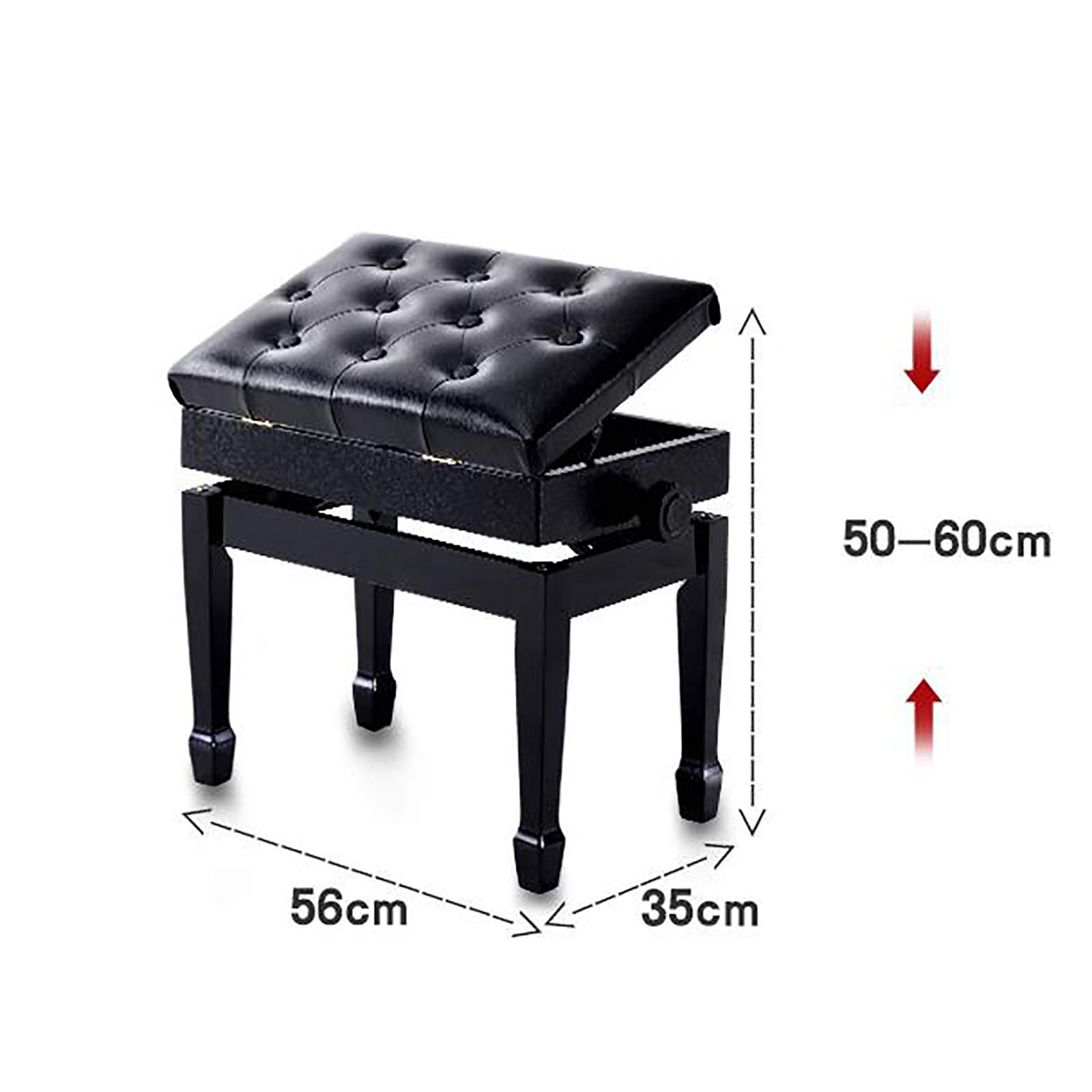 Tabouret de Piano Banc de Piano relevable Double Duo/Simple Tabouret de Piano Banc de Clavier Tabouret avec Hauteur réglable, siège rembourré en Cuir PU Compartiment de Rangement (Type 1 Personne)