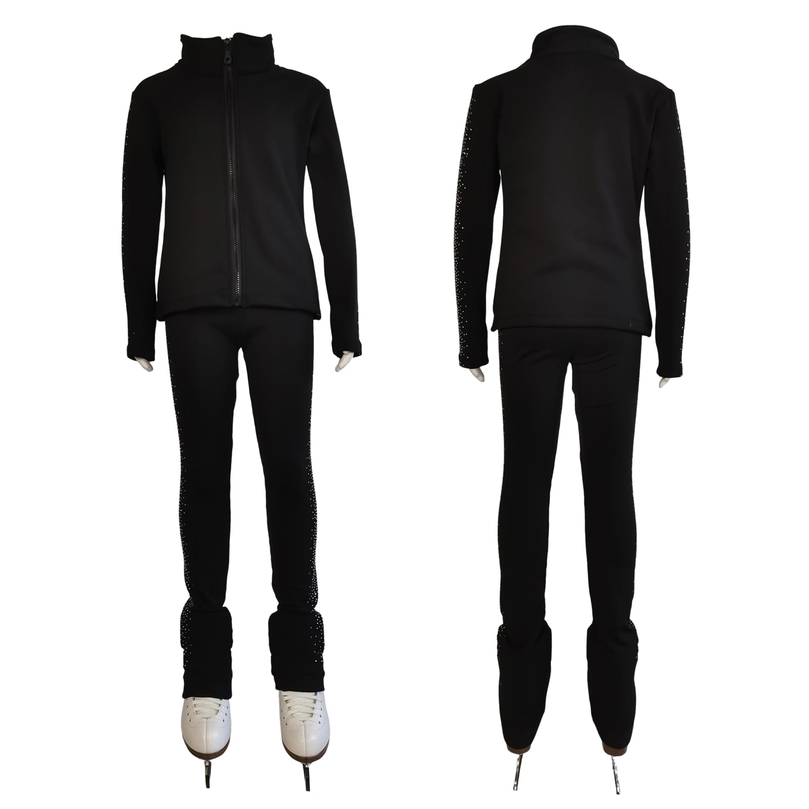 LIUHUO Pantalones de entrenamiento para patinaje artístico sobre hielo, chaquetas y chaquetas de forro polar cálido