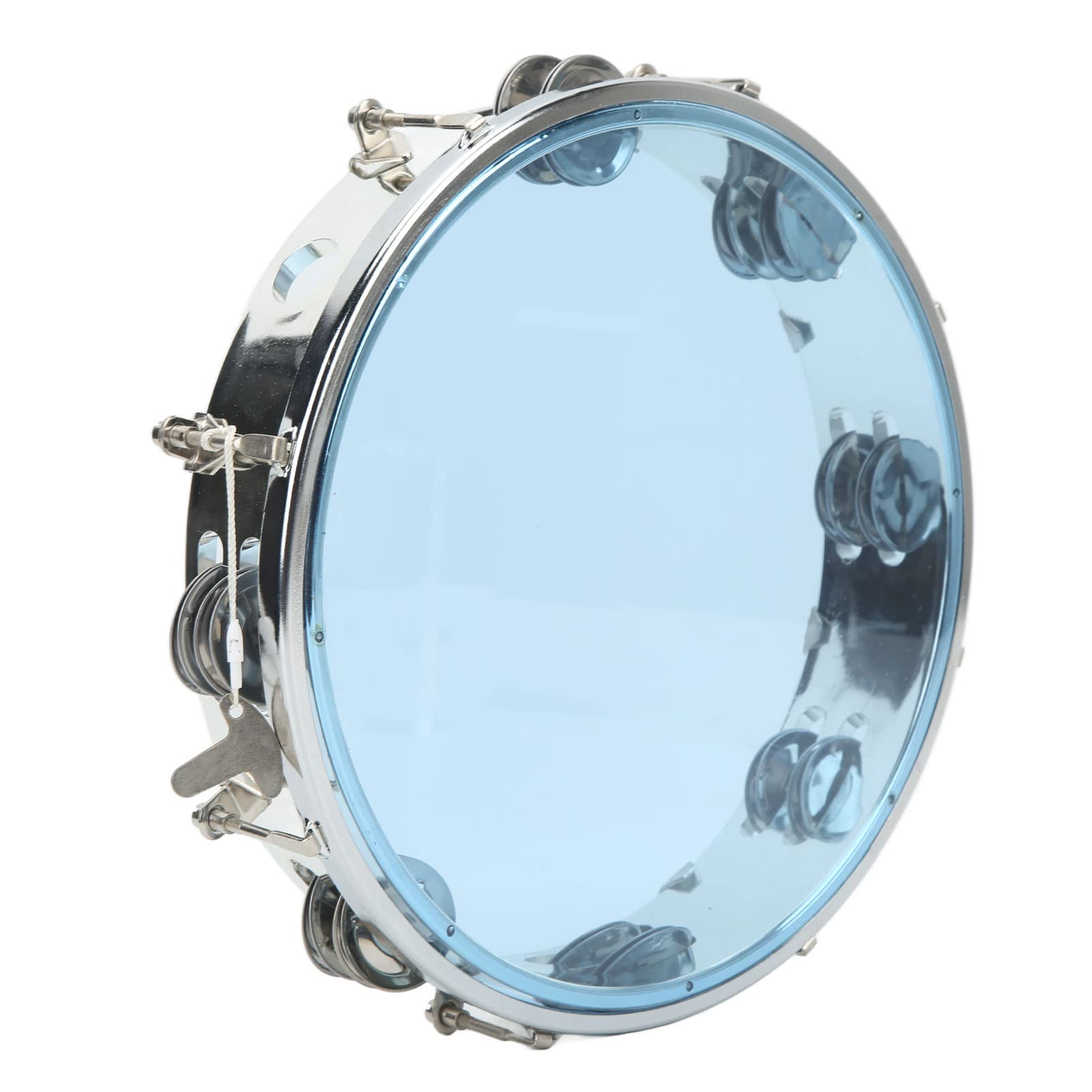 25,4 cm große Handtrommel mit verstellbarem Ton, zweireihiges Handglocken-Percussion-Instrument, leichtes ABS-Tamburin für Kinder und Erwachsene, Metallglocken für klaren, weichen Klang, perfekt für