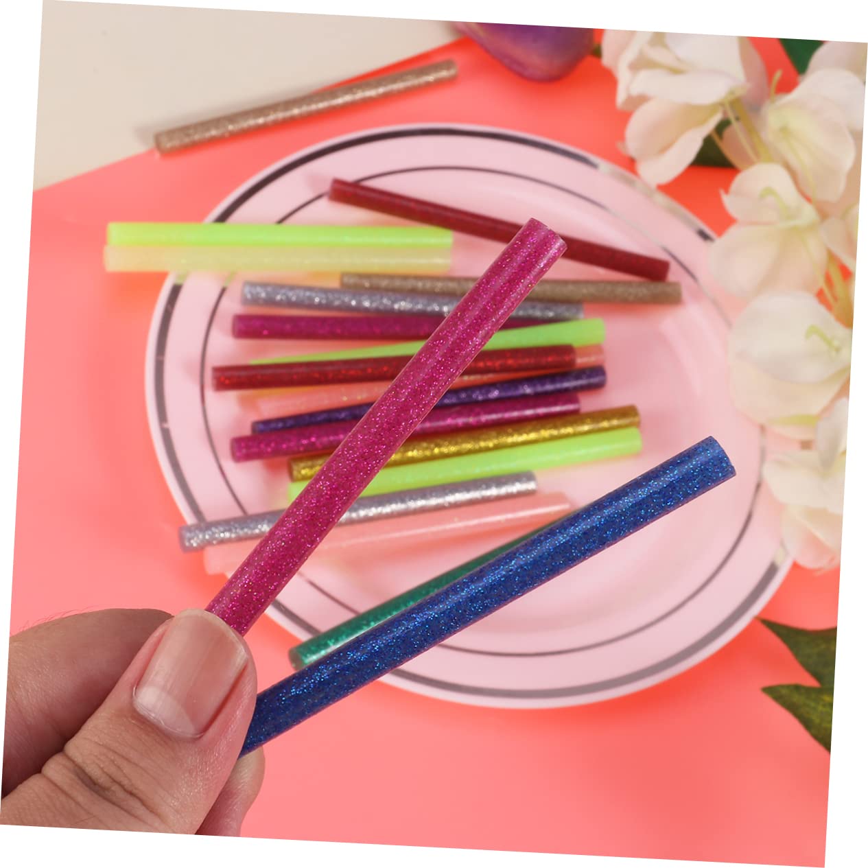 72Pcs Glitter Hot Melt Glue Sticks Mini Adhesive for DIY Crafts Art Projects and Repair Material Vibrant Colors