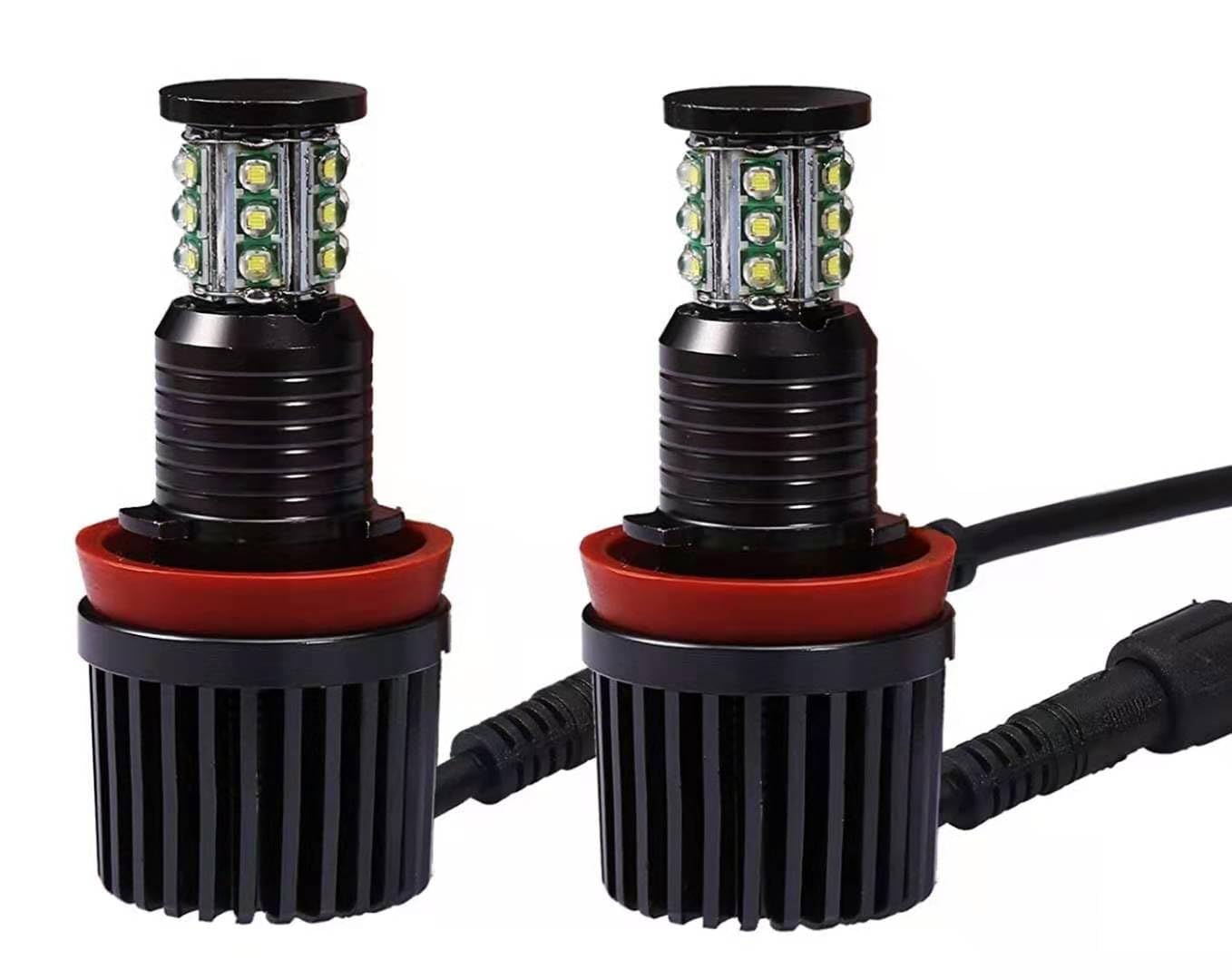 Ojos De Angel Luces,Ojos De Angel Bombilla LED Angel Eyes Halo H8 180W CREE LED Luz de posición Halo Xenón Blanco Uso Apto para BMW E60 E61 E90 E92 E70 E71 E82 E89(2 Pcs White)