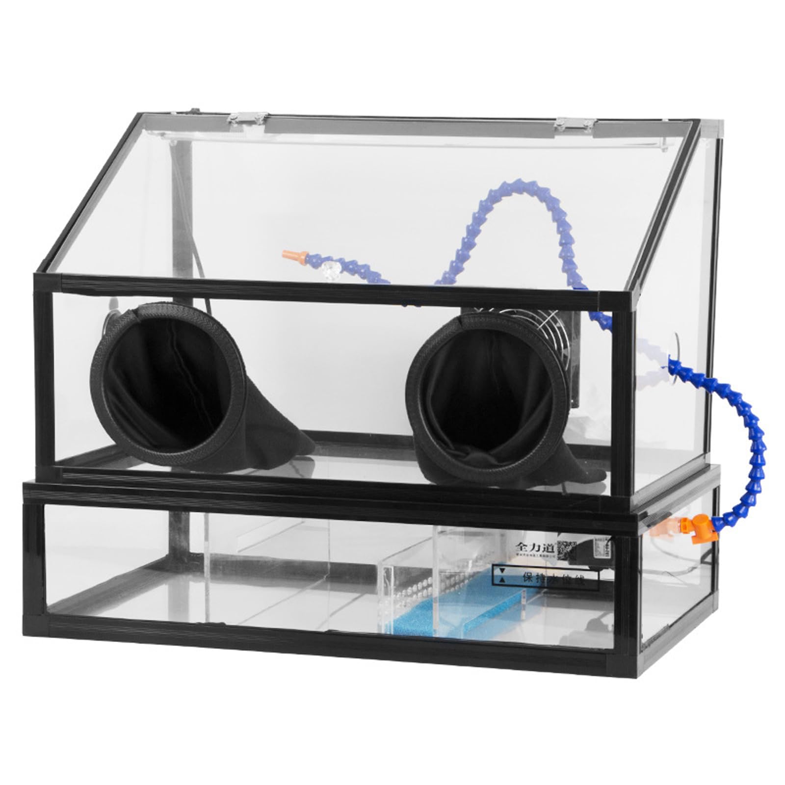 ALDNMBR Fully Enclosed Dust Box, Electric Grinding Table Polisher Dust Box, 30W Adjustable Speed Fan, LED Lighting, Fan Dustproof, Water Circulation System, for Jade Amber Jewelry Polishing