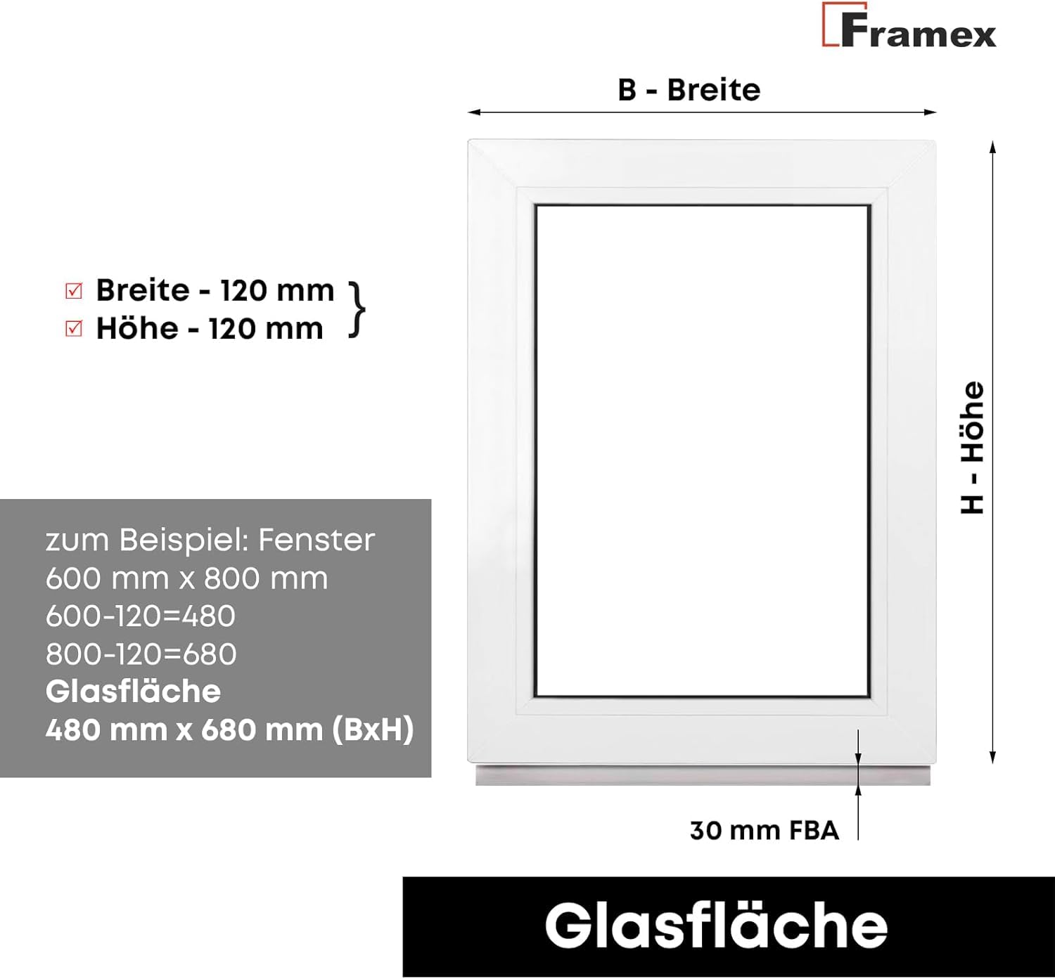 Finestra per cantina, vetrata fissa, per casetta da giardino/garage, larghezza x altezza: 90 x 50 cm (900 x 500 mm), antracite, 2 vetri (32 mm)