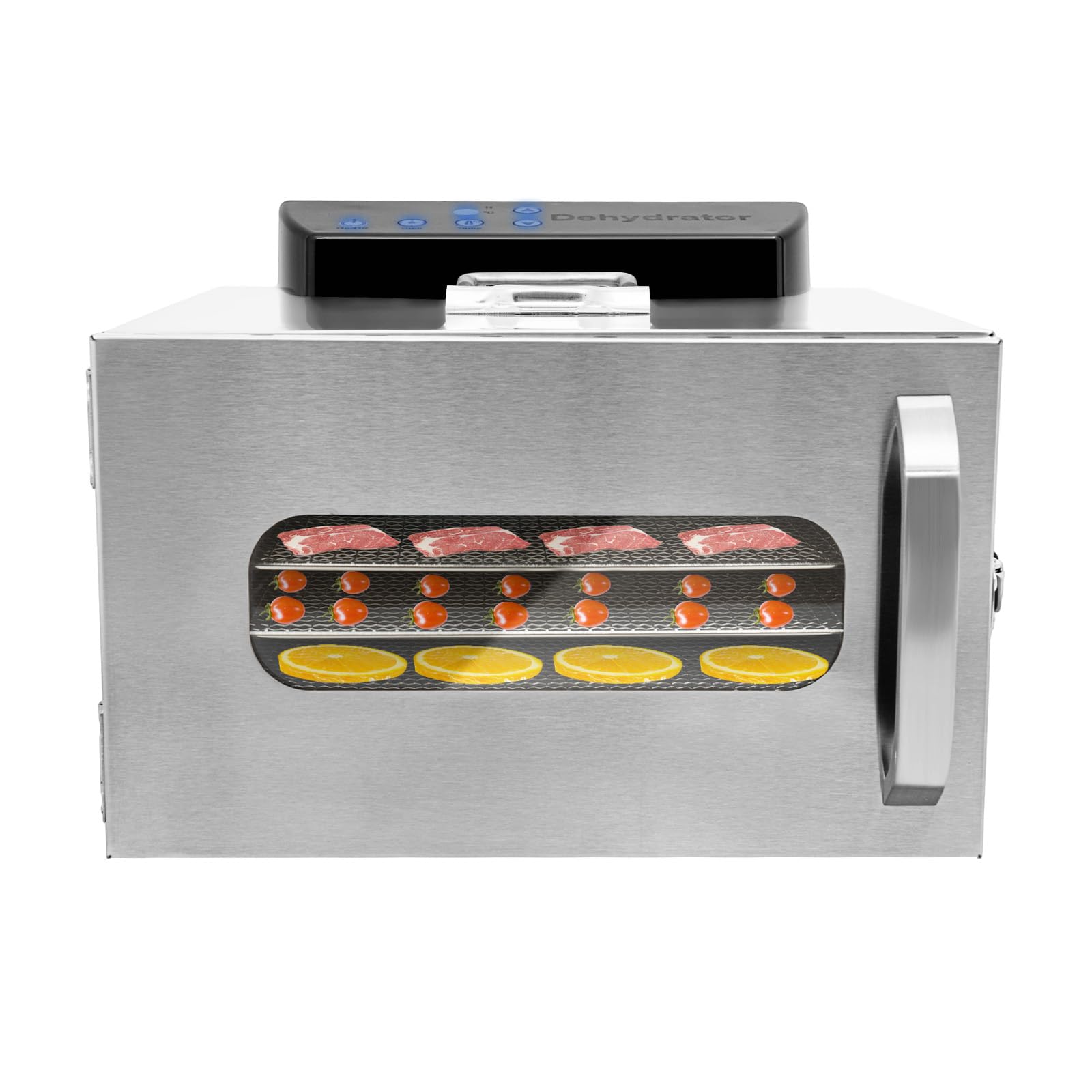 Deshidratador de acero inoxidable con 6 bandejas y 1 clip de alimentos deshidratador de alimentos 400W para deshidratar frutas verduras y carnes (plata)