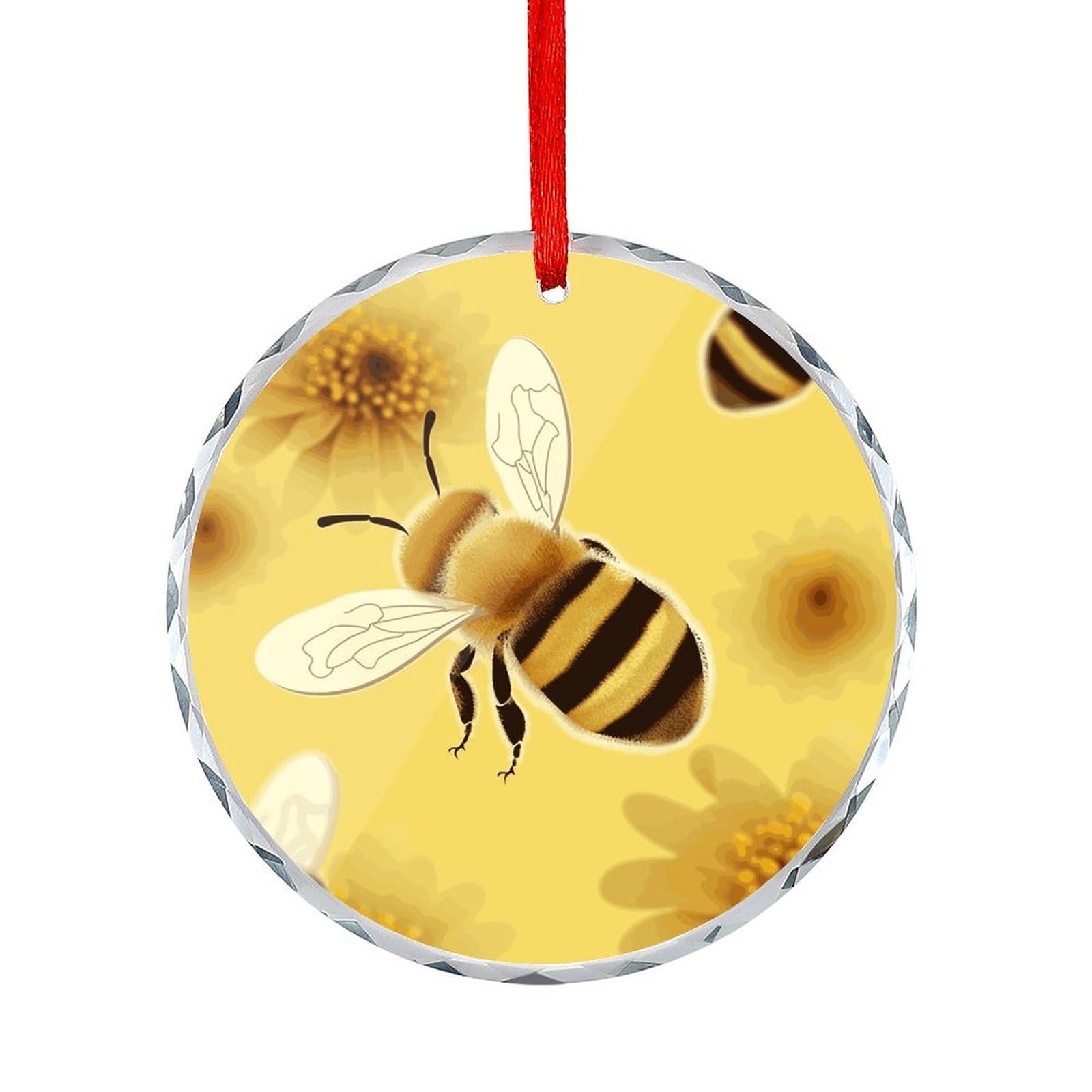 Btcowzrv Style Honey Bee2 Round Ornament Hanging Pendant Decor