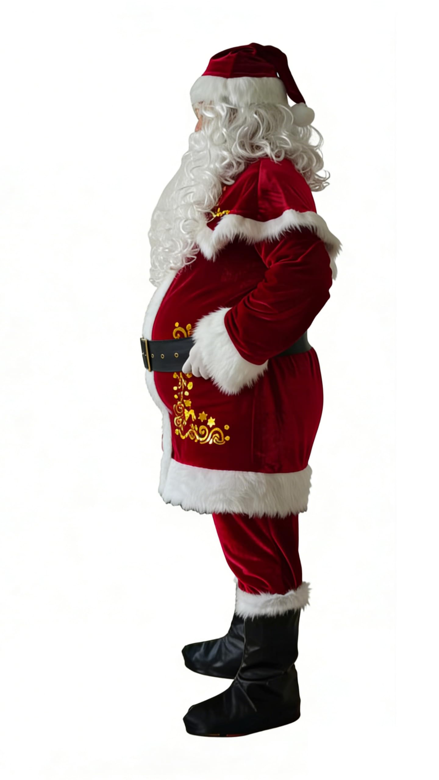 Costume de Père Noël pour Hommes Complet de Déguisement Vêtement de Père Noël Hommes Adulte（L