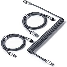 Coiled Keyboard Cable for Gaming Custom Keyboard,Double-Sleeved Coiled USB C Cable with Detachable Metal Aviator,USB A To Type C&Type C To Type C for Mechanical Keybaord,Printer,Phone,Ipad,Xbox-Grey