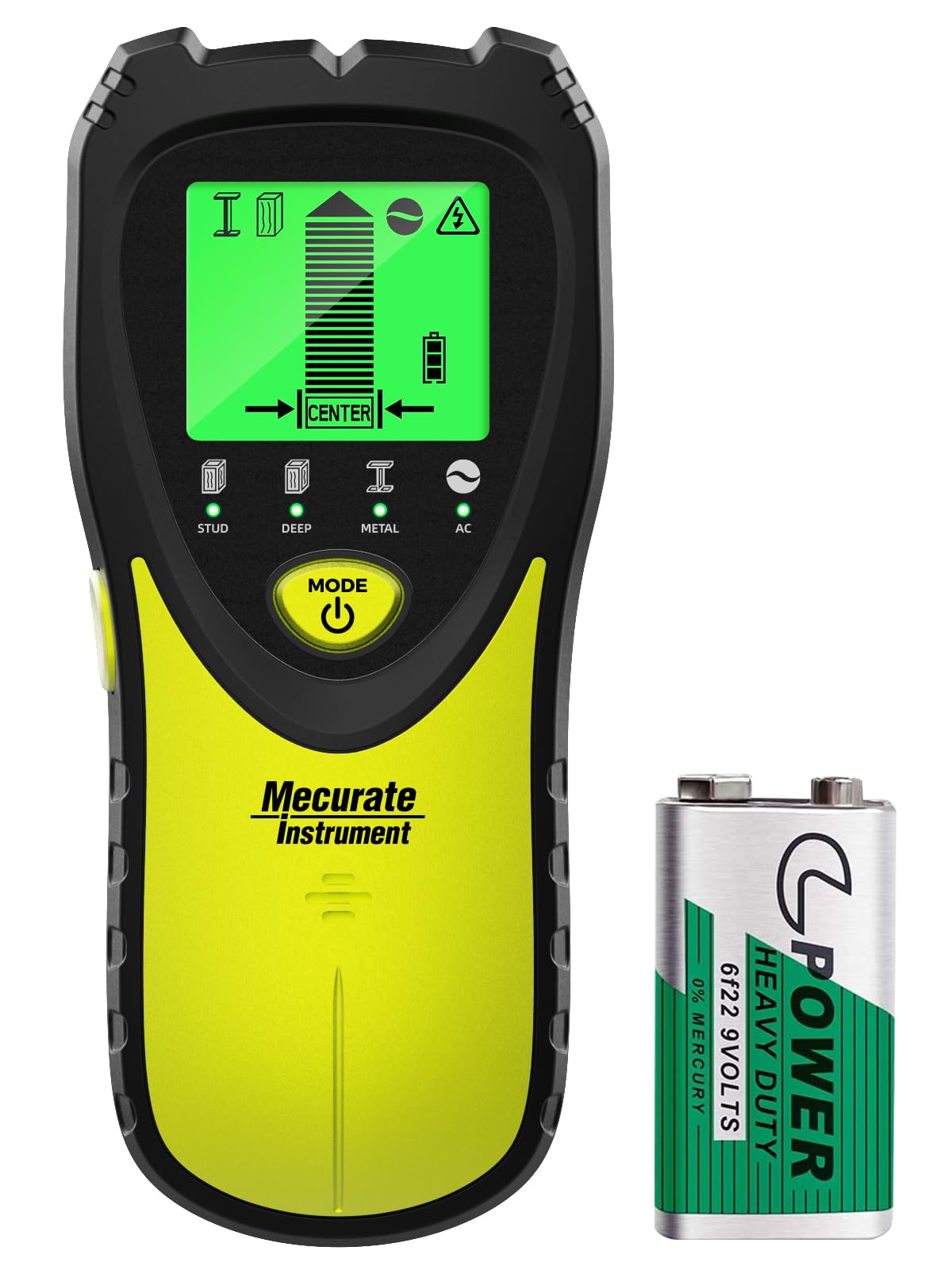Mecurate 5-in-1 Stud Finder with LCD Display, Wall Scanner for Studs, Metal, AC Wires Detection, Lightweight & Durable, Perfect for Homeowners & DIY Projects(Green)