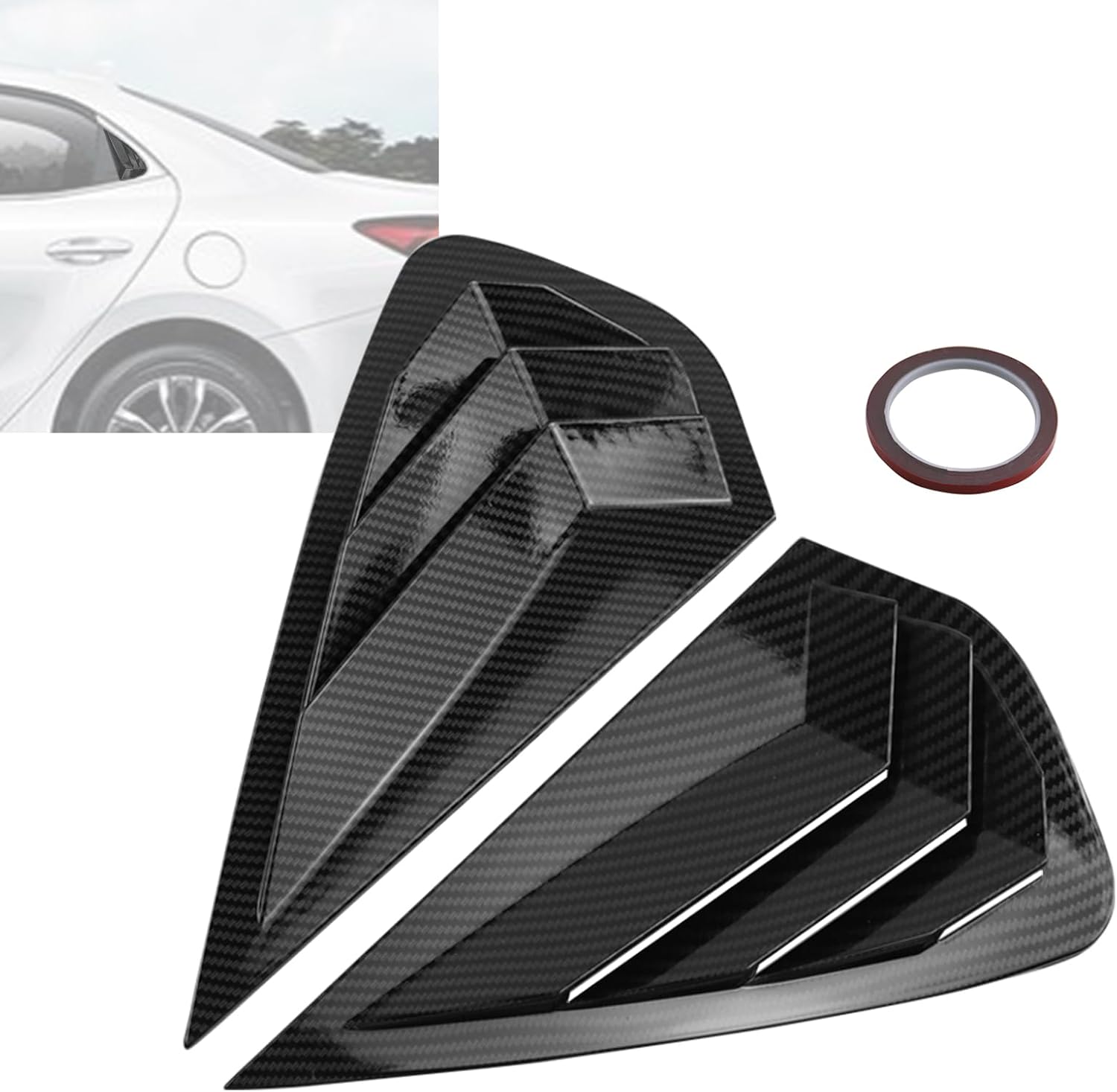 Sporacingrts 2PCS Rear Side Window Louvers Compatible with Kia Forte (2019-2024) - ABS Carbon Fiber Air Vent Shades - Sporty Interior Trim Accessories