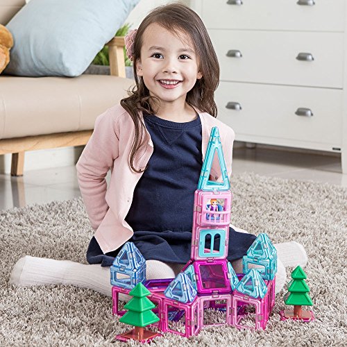 Magformers Princess Castle 78 Pieces Pink And Purple Colors, Educational Magnetic Geometric Shapes Tiles Building Stem Toy Set Ages 3+ #TOP5