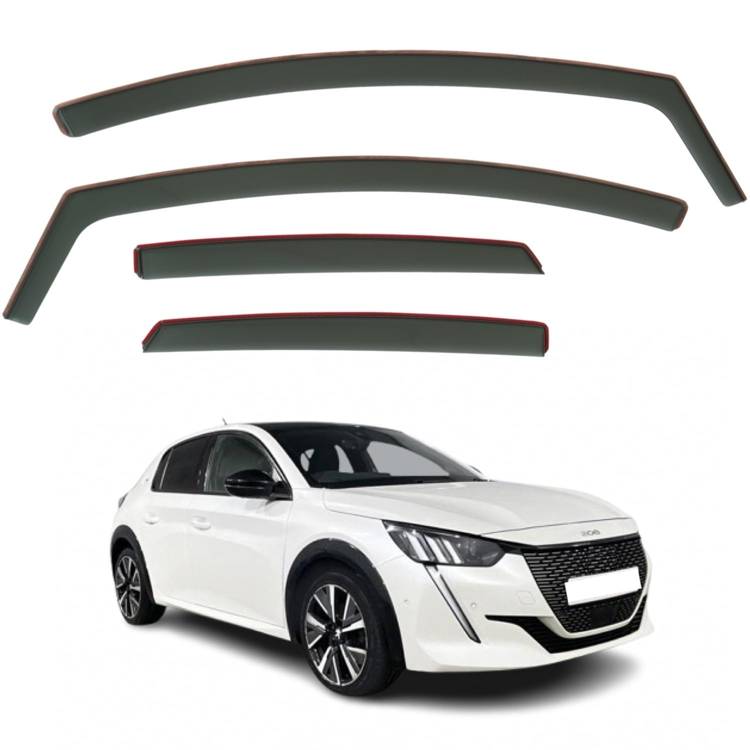 Juego de 4 deflectores de aire compatibles con Peugeot 208 e-208 MK2 2020 2021 2022 2023 2024 2025 2026