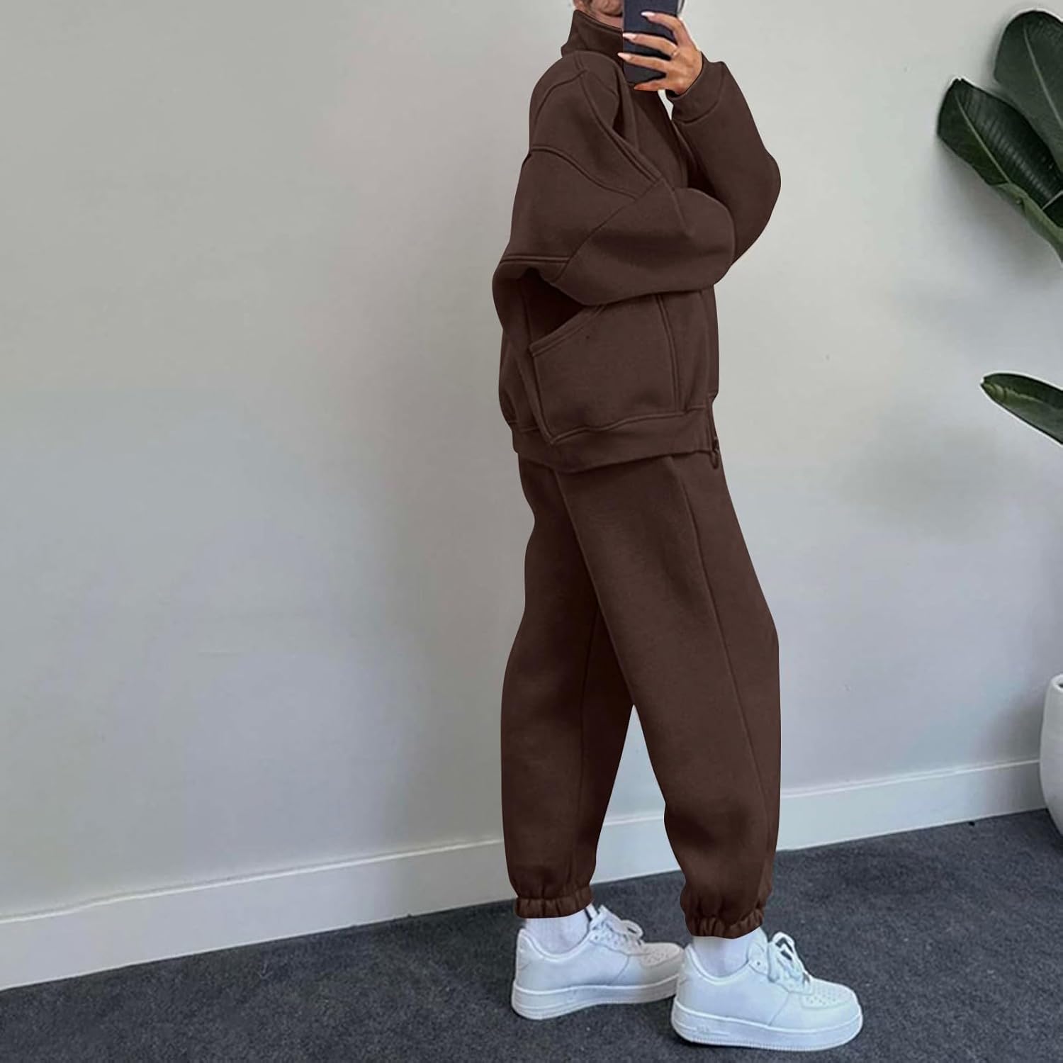 Jogger Sets for Women 2 Piece Oversized Zip Up Jacket and High Waist Sweatpants Lounge Sweat Sets Casual Tracksuits