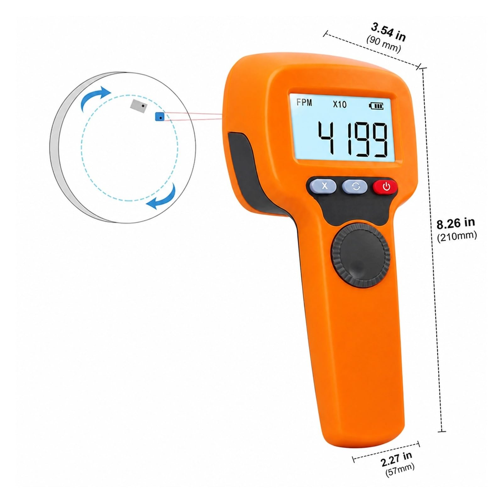 Digital, Tacómetro Estroboscopio Digital LED 60-49999 RPM/Hz