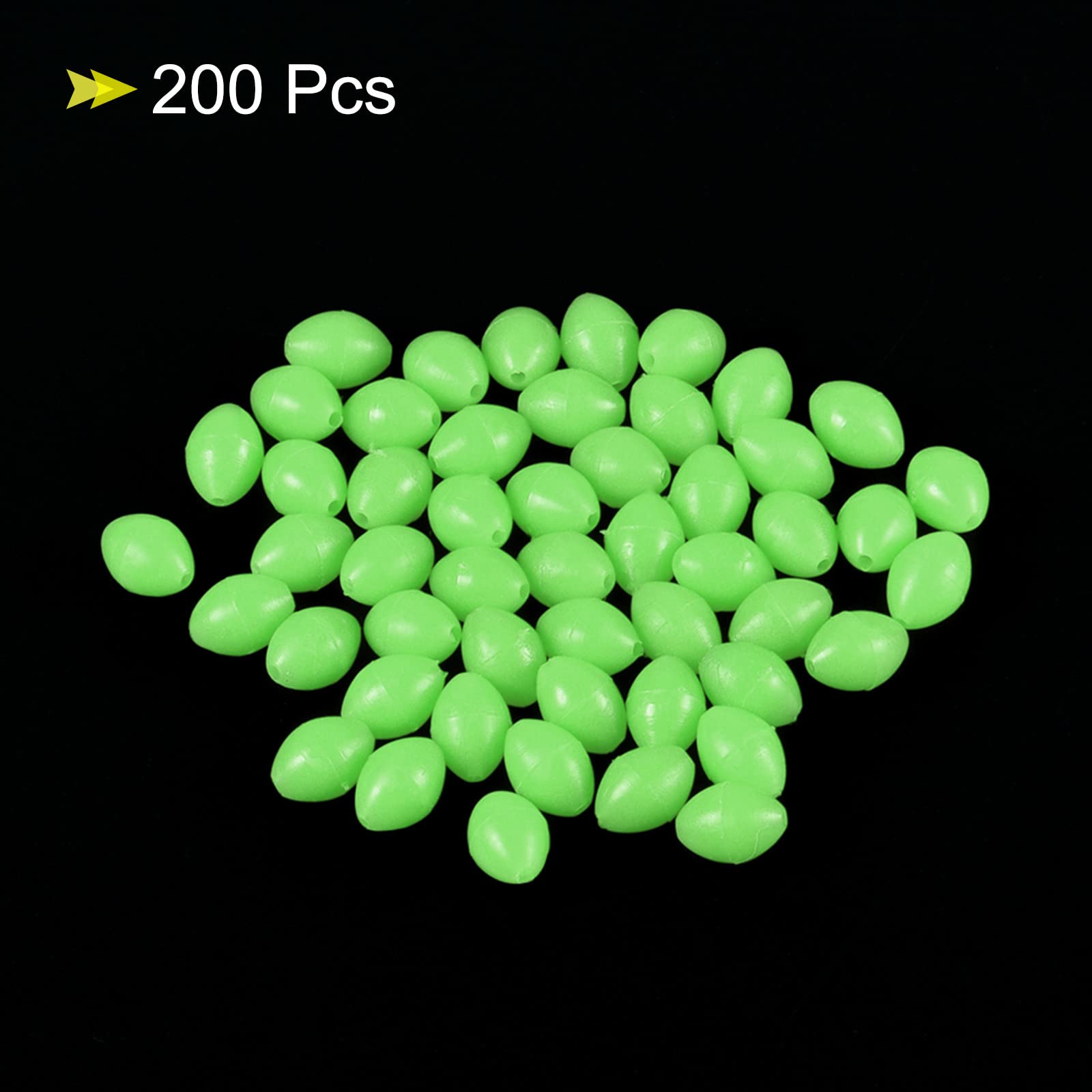 PATIKIL 8x6mm Luminosas Pesca Cuentas, 200uds Suave Plástico Brillante Pesca Cebo Huevos Aparejo Cuenta Aparejo Herramienta Ovalada, Verde