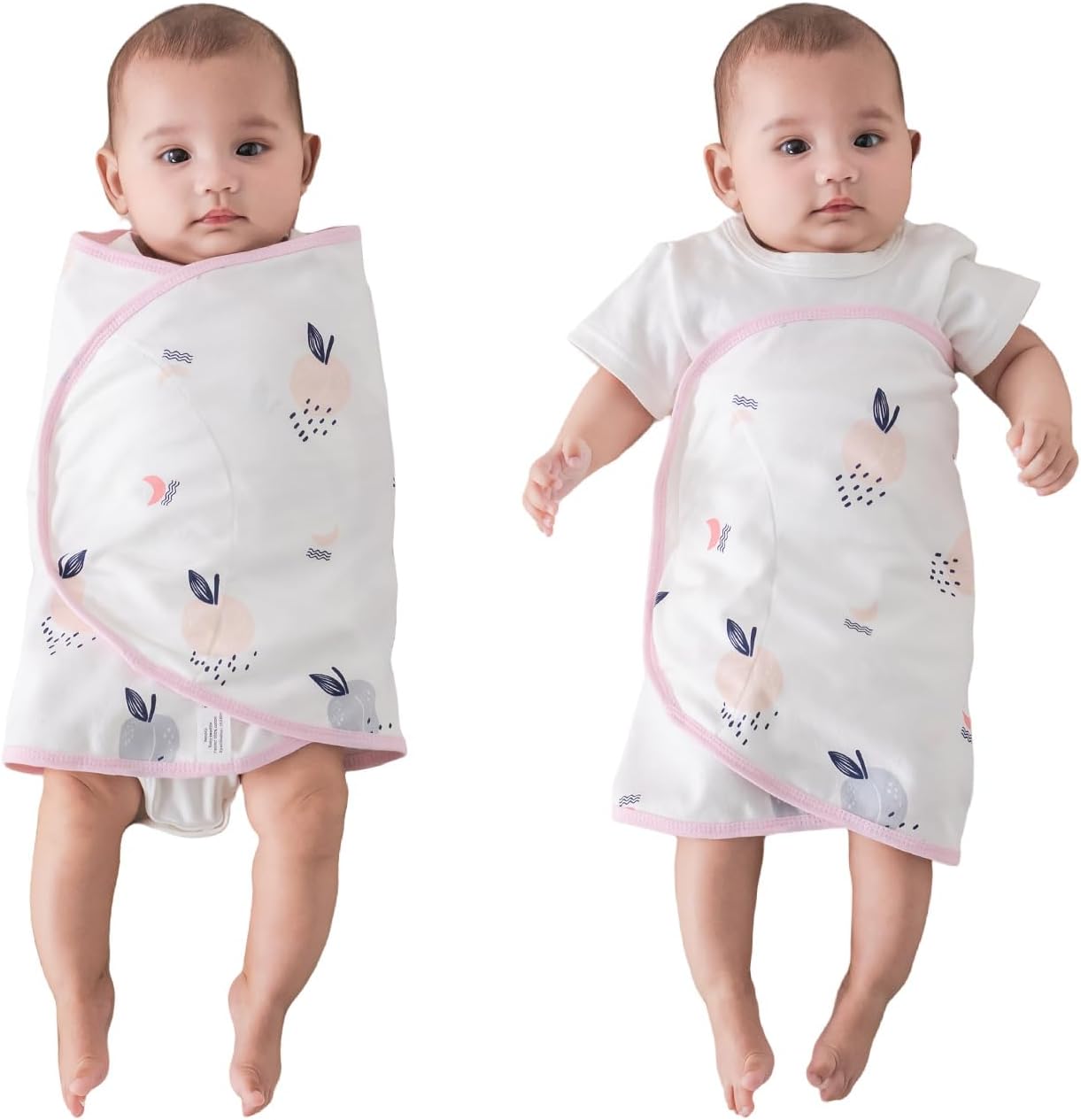 2-Pack Baby Swaddle Blankets – Soft 100% Cotton Newborn Swaddles with Quiet Velcro (No Scratch Sound), Sleep Swaddle for Babies- Fruit Paradise Pattern
