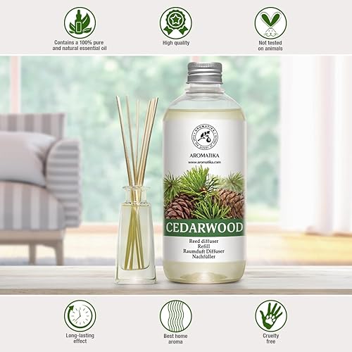 Miniatura 5 de Difusor de varillas de madera de cedro, 17 onzas líquidas, difusor perfumado con aceite de cedro natural, repuesto para difusor de habitación,