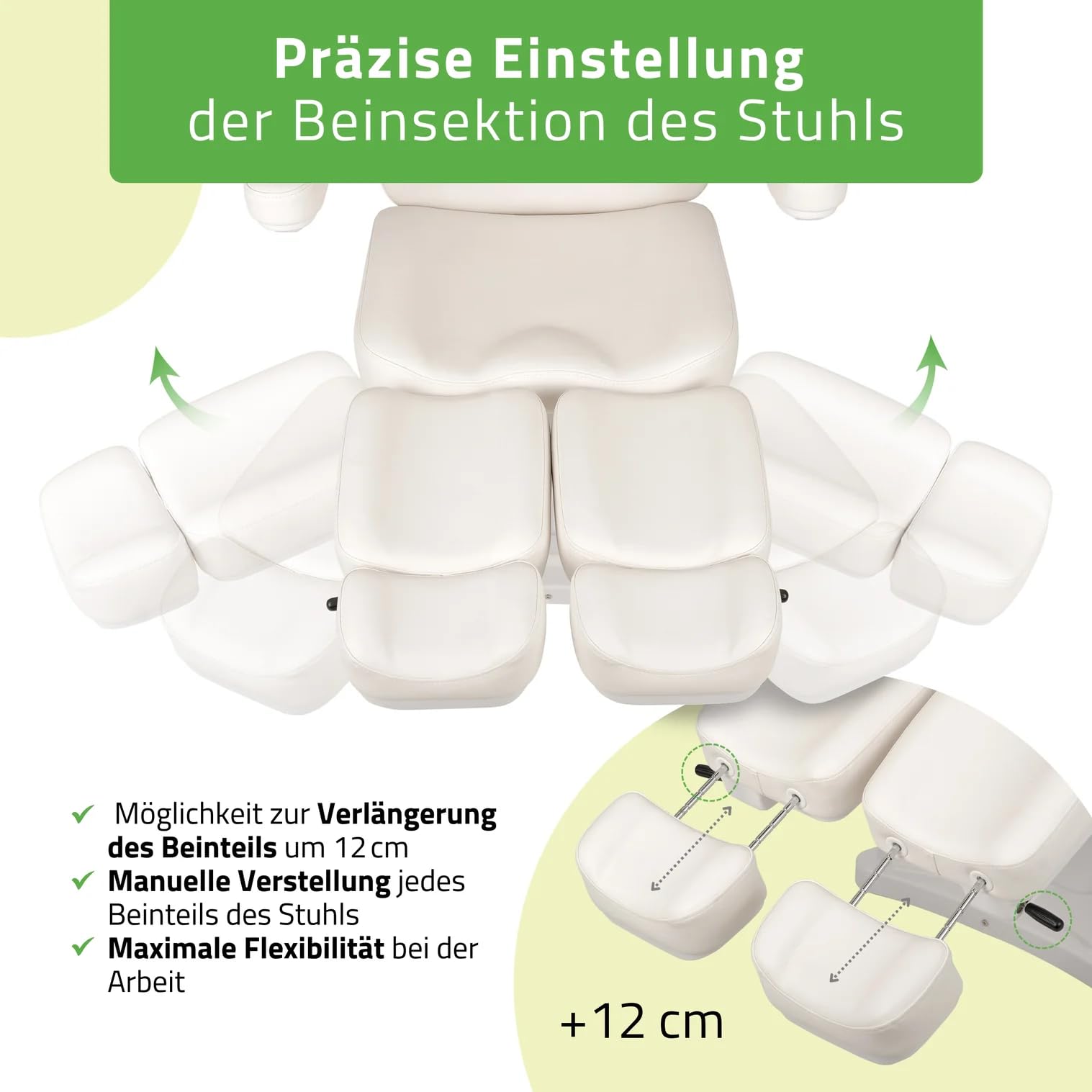 HABYS Elara PRO 6P Kosmetikliege Massageliege Kosmetiksessel Kosmetikstuhl | Höhenverstellbar Elektrisch | 185 x 57 cm | Weiß