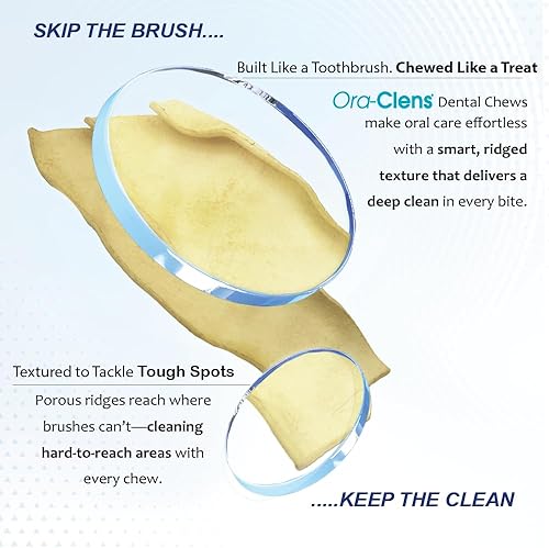Miniatura 2 de Ora-Clens Masticables de higiene bucal para perros grandes, golosinas dentales enzimáticas para el cuidado bucal diario, limpia los dientes y