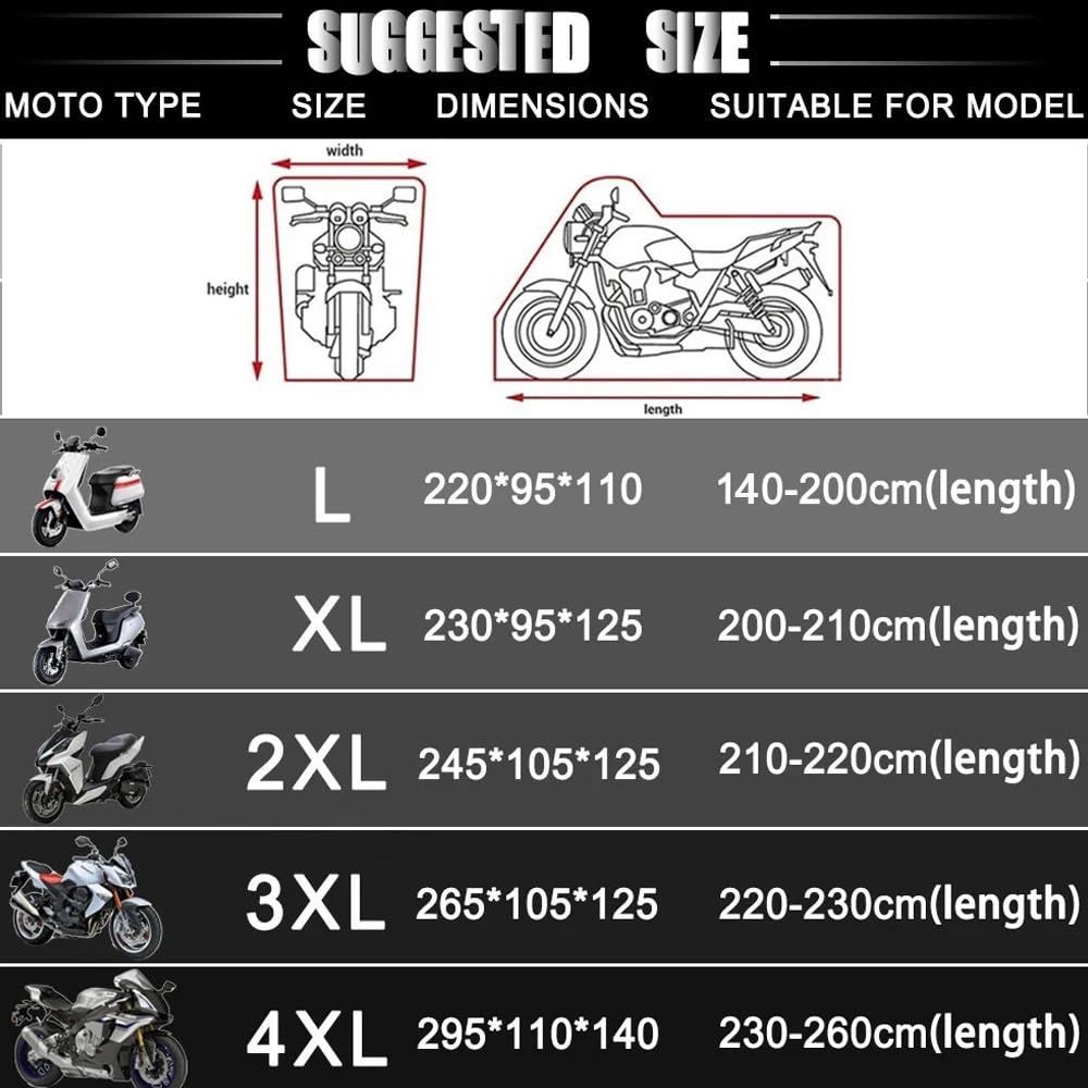 For Svartpilen Vitpilen 401 Svartpilen401 Motorcycle Cover Waterproof Outdoor Rain Cover Parts(4XL For 230250cm)