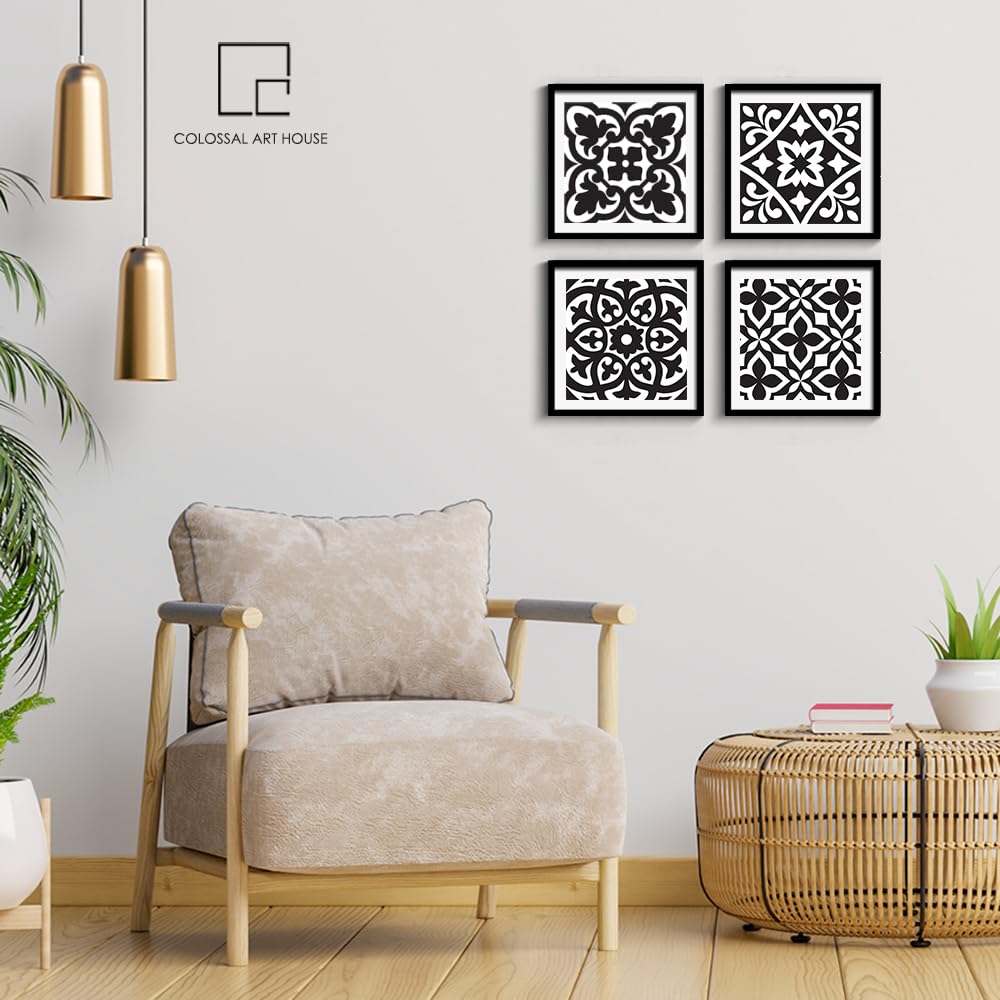 COLOSSAL ART HOUSE 4 Piece Set of Framed Wall Hanging Decor Modern Art Wall Art 10 Inch X 10 Inch - No Glass 3