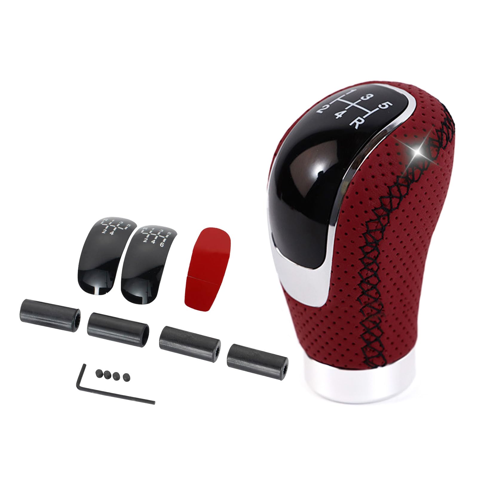 Nucelit A 5/6 Speed Transmissions Gear Shifts Knob Shifter Lever Handle Stick Pu Leather For Manual Car Uto Ccessories