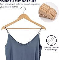 Vista 3 de Amber Home Paquete de 20 perchas de madera para abrigos, perchas de madera natural con barra antideslizante para pantalones, perchas