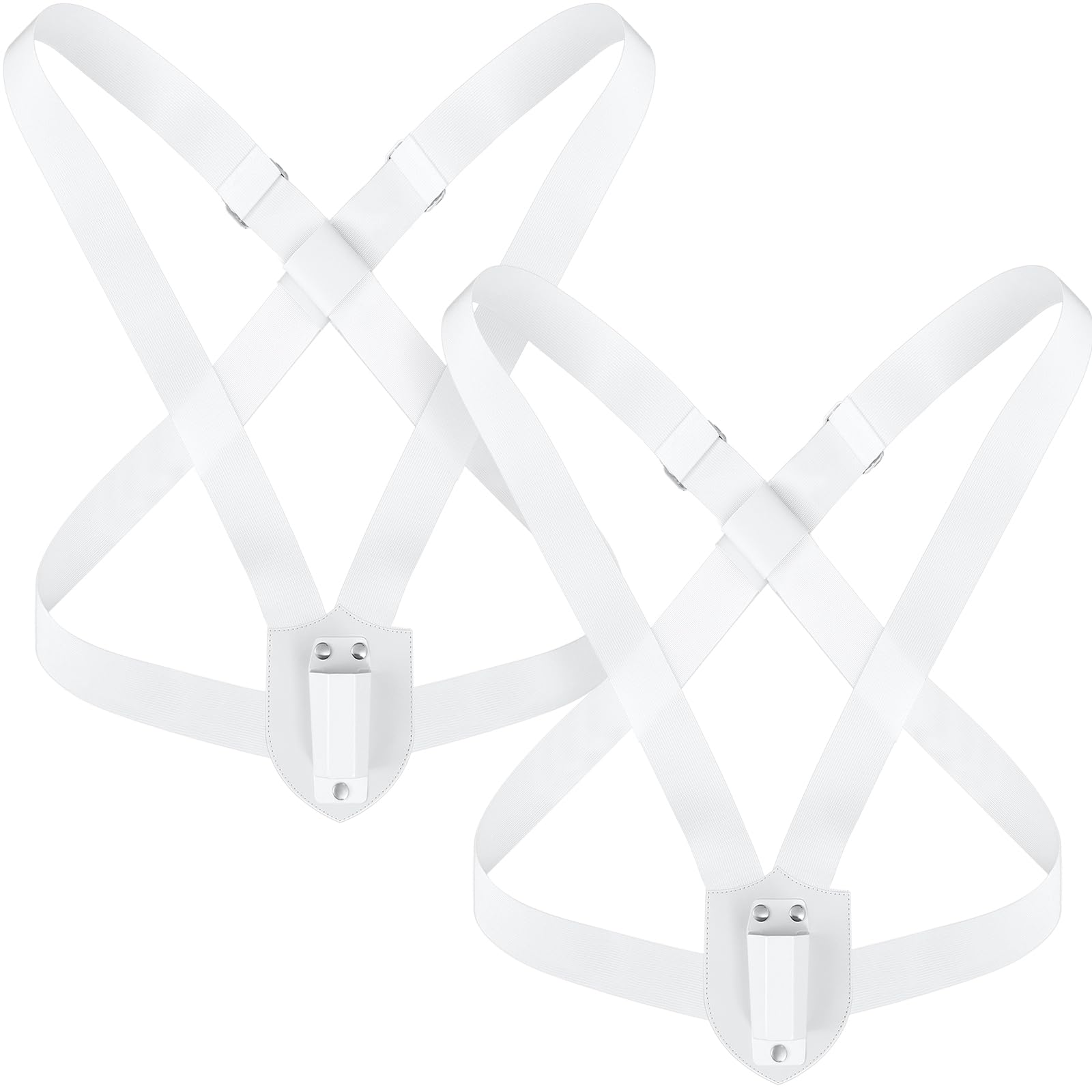 Jecery 1 Set Double Strap Flag Carrier Harness for Parade,White