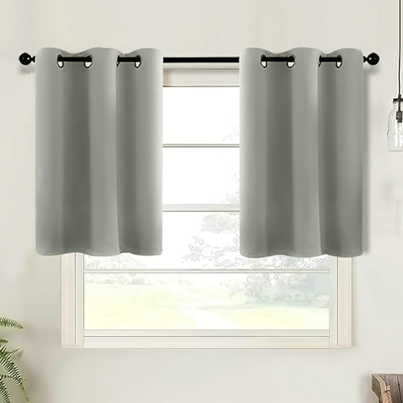 Petit rideau porte fenêtre occultant pour masquer le sous évier gris clair Beydodo 61 cm