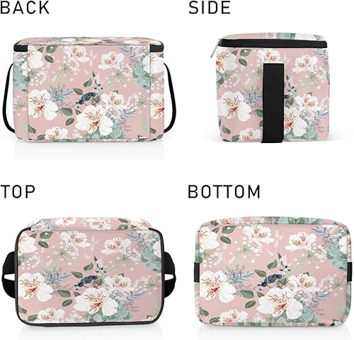 Miniatura 4 de Bolsa de almuerzo aislada con diseño de flores artísticas para mujeres, reutilizable, bolsa cuadrada de comida para adultos y hombres, lonchera más