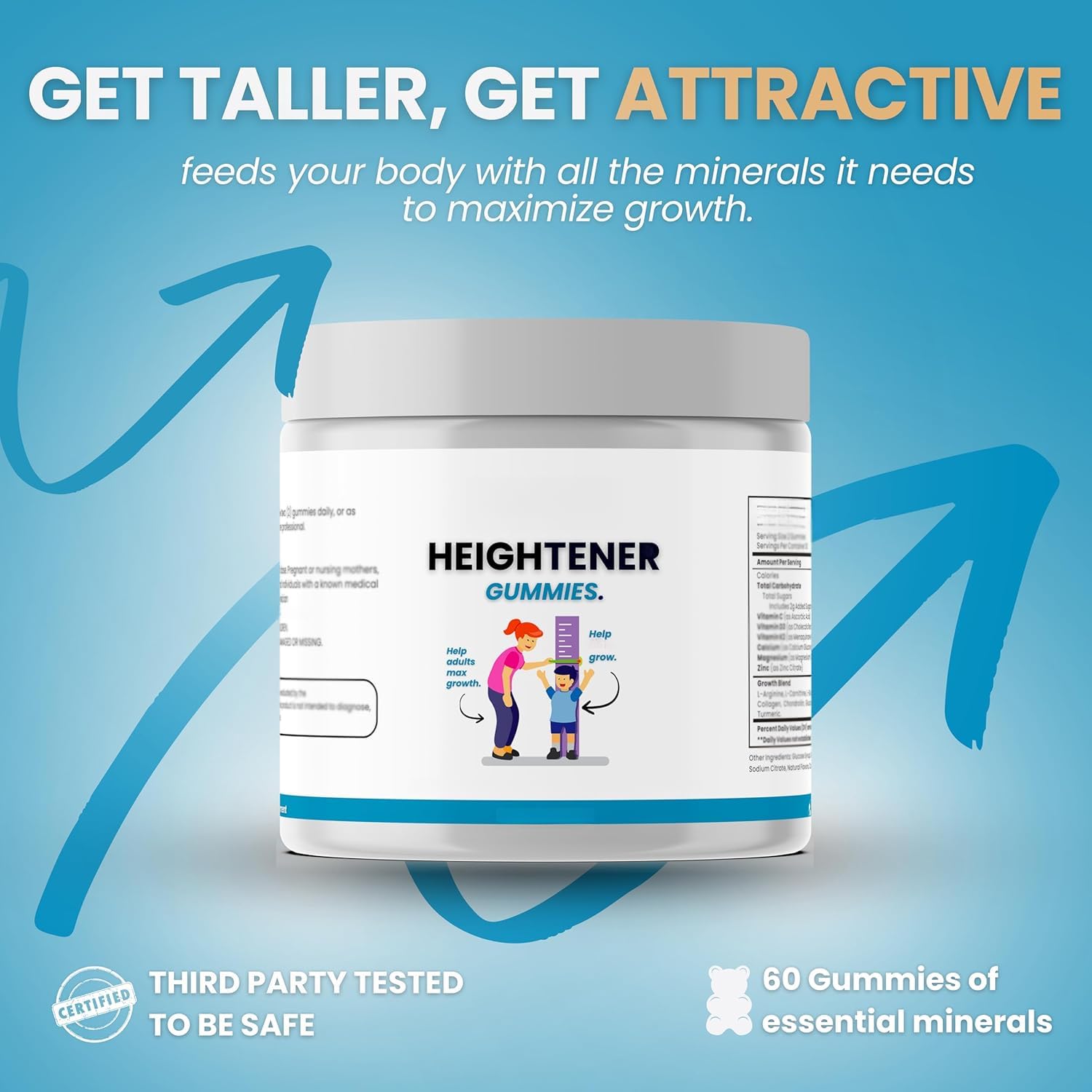 Height Gaining Gummies, Natural Height Growth, 2PCS | Vitamins and Minerals, Peak Performance, Overall Health