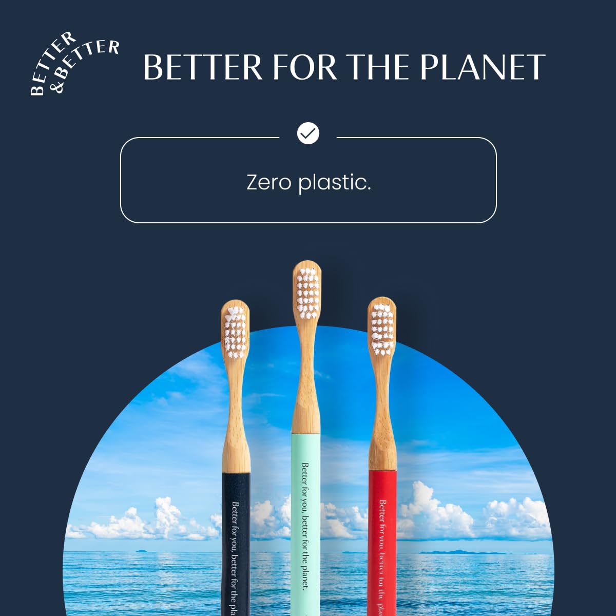 Better & Better Cepillo de dientes de bambú natural para niños, cepillo de dientes de cerdas extrasuaves, 100% a base de plantas, mango reutilizable, cabezal de cepillo reemplazable, ecológico, cero