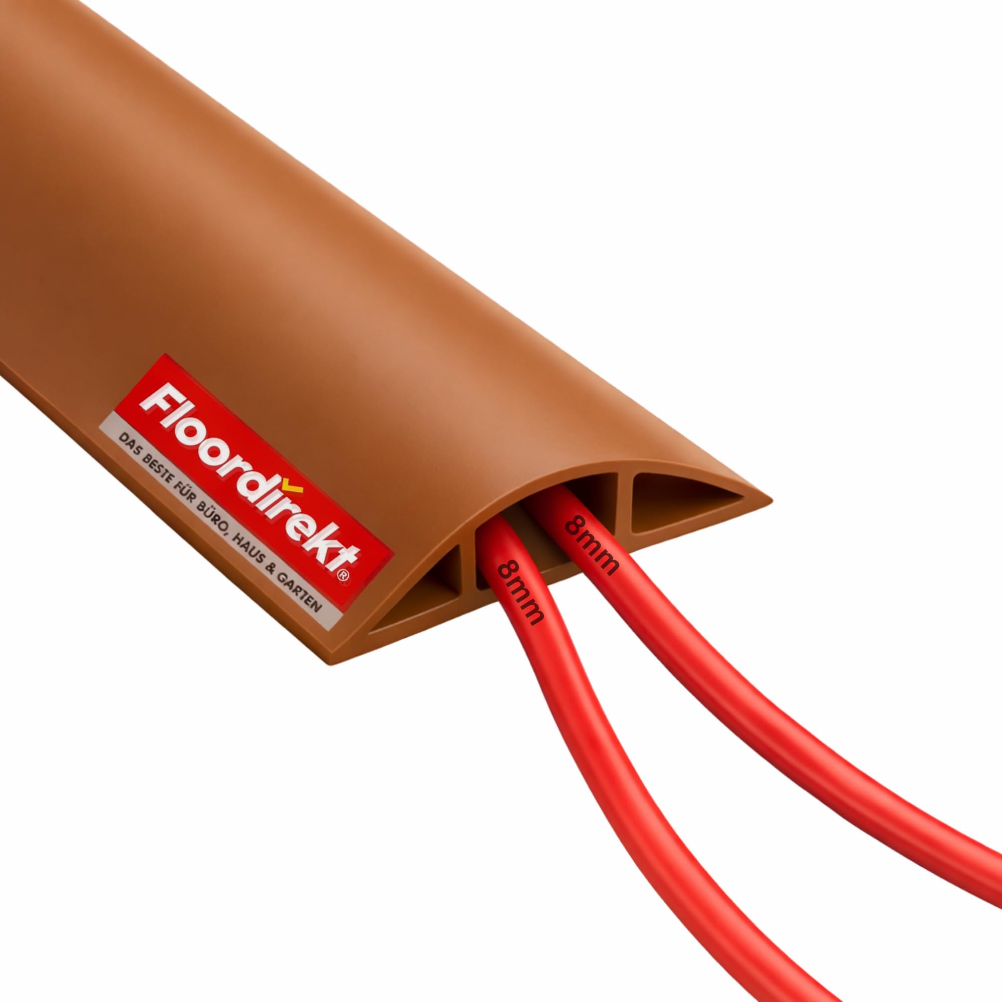 Floordirekt Cable Guard - Protector de cables para suelo (30 m, para 2 cables, protección eficaz contra tropiezos, flexible y recortable), color marrón