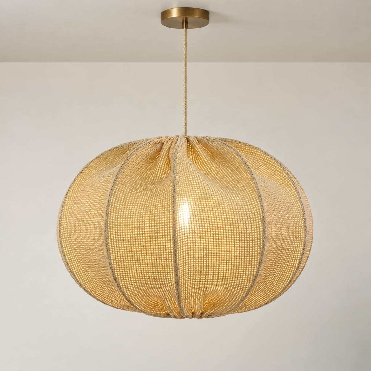 CGC Lighting Indoor Ceiling Lampshade Loose Natural Linen Fabric Large 40cm Width Ceiling Hanging Floor lamp (Natural Linen Oval)