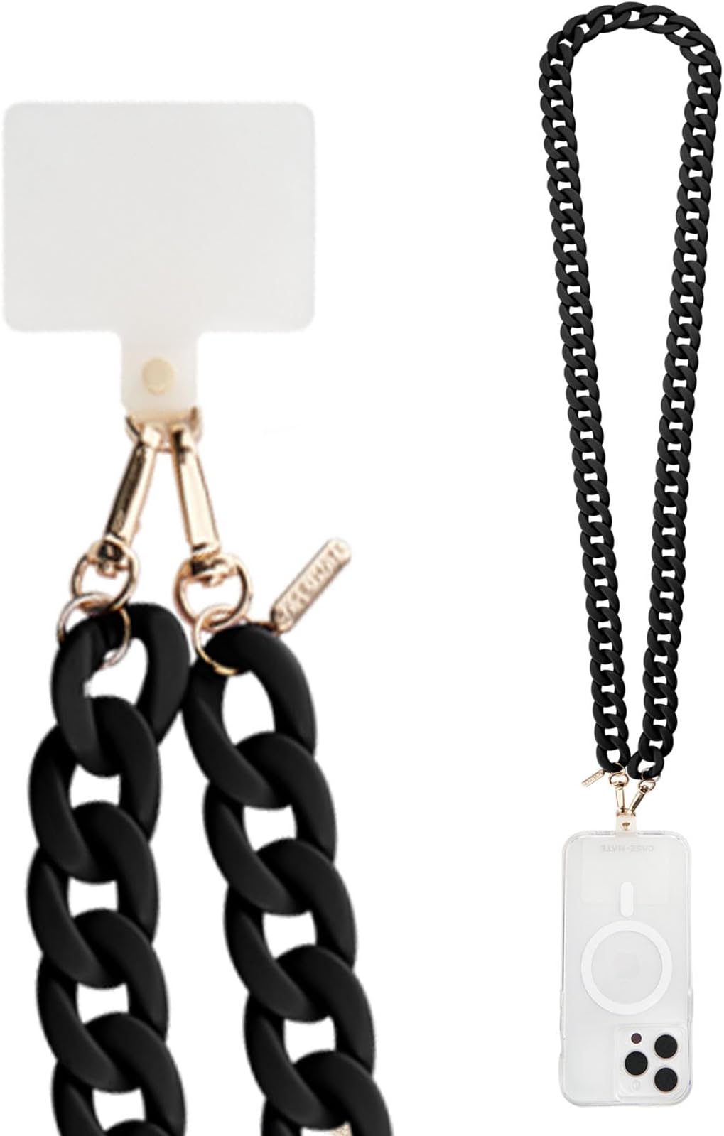Crossbody Phone Lanyard/Chain [Works with All Phones] Hands-Free Cell Phone Strap - Phone Charm - Neck Chain Holder for iPhone 14 Pro Max/ 13 Pro Max/ 12 Pro Max/ 11/ S22 Ultra - Black