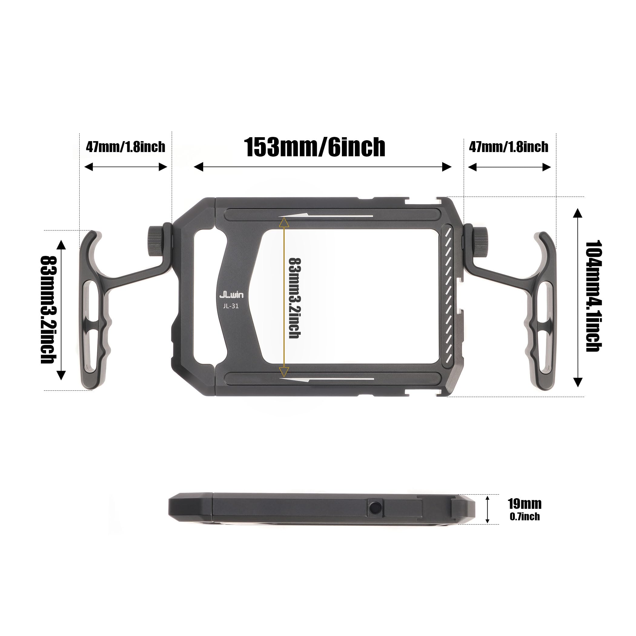 Fotga Estabilizador universal de aluminio para smartphone con asas para iPhone, Samsung, teléfono celular, Vlog, transmisión en vivo, filmación, con soporte de trípode de zapata fría
