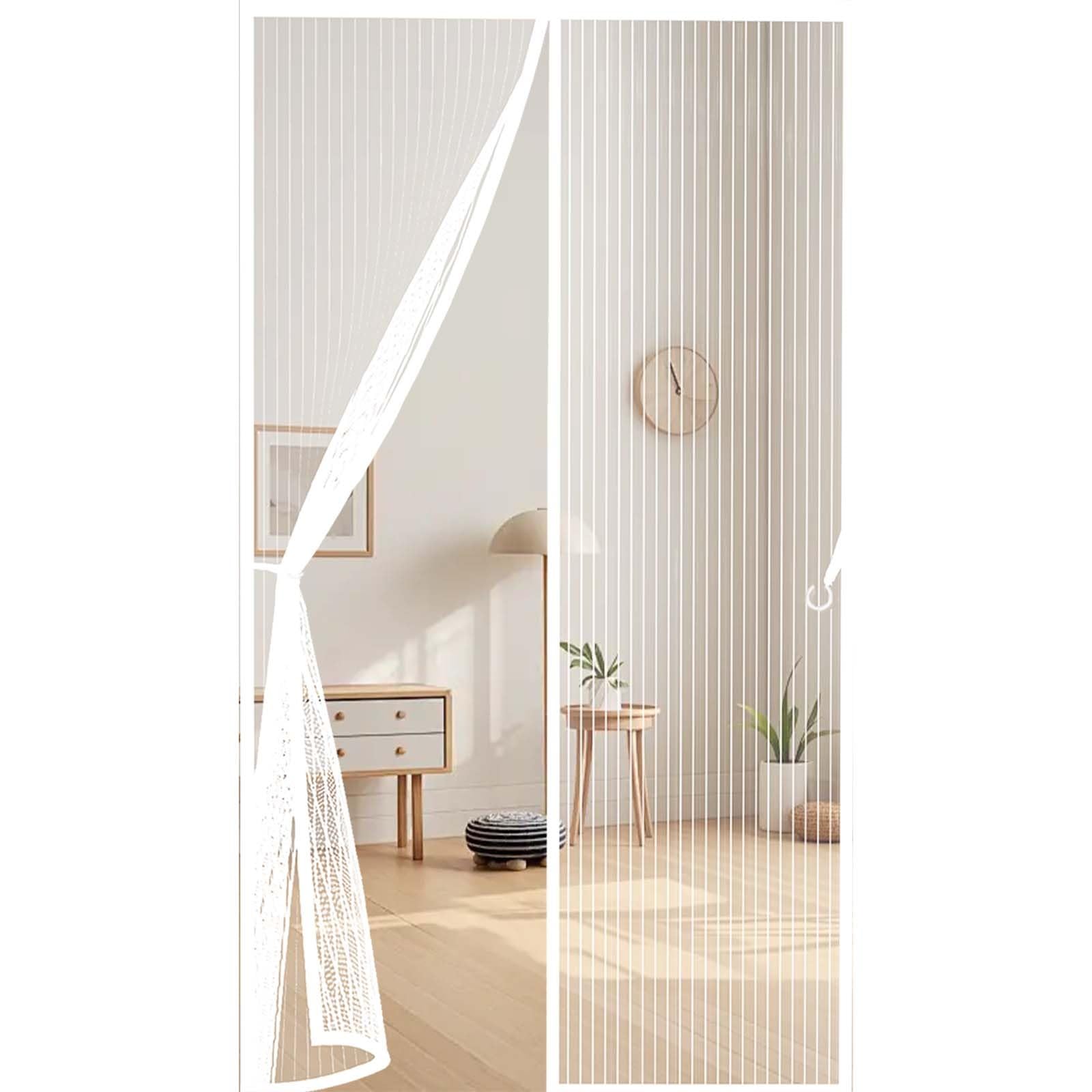 Feijdon White Door Fly Screen 124 X 183 Cm Durable, Keeps Bugs Out, Kid And Pet Friendly Heavy Duty Mesh Bug Curtain Hundreds Of Sizes, Lets Fresh Air In,