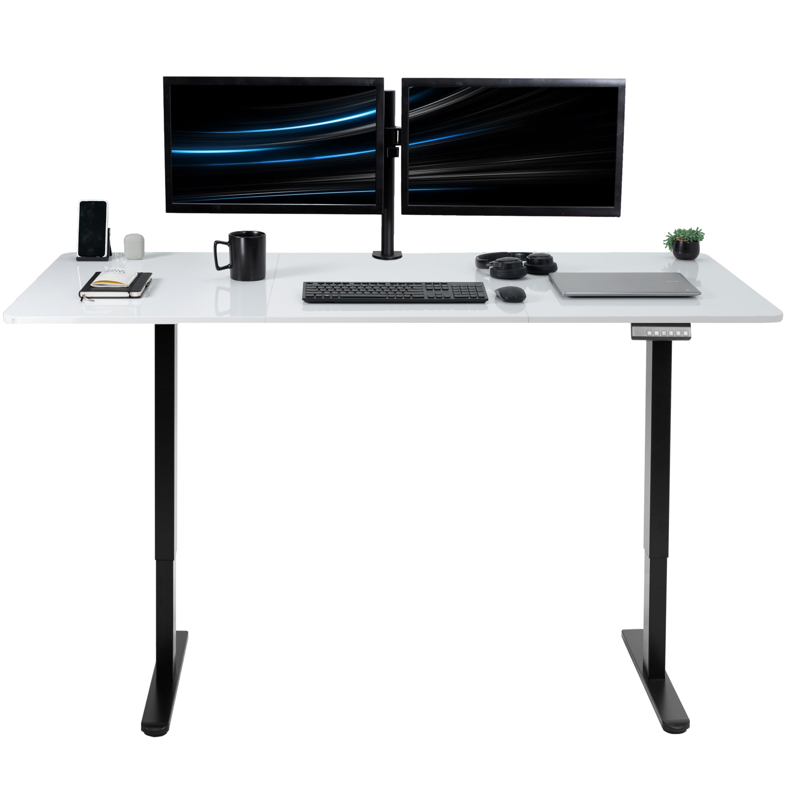 VIVO Electric Dry Erase 71 x 30 in Dual Motor Standing Desk, Memory Height Adjustment, E2B Series, Whiteboard Top Black Frame, DESK-KIT-E2B7WE