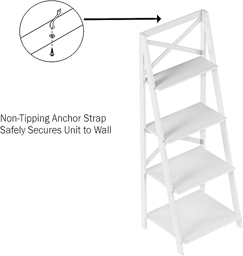 Miniatura 4 de Lavish Home Estantería de escalera de 4 niveles, estantería independiente con marco en X y aspecto inclinado, estantes de exhibición para el hogar u