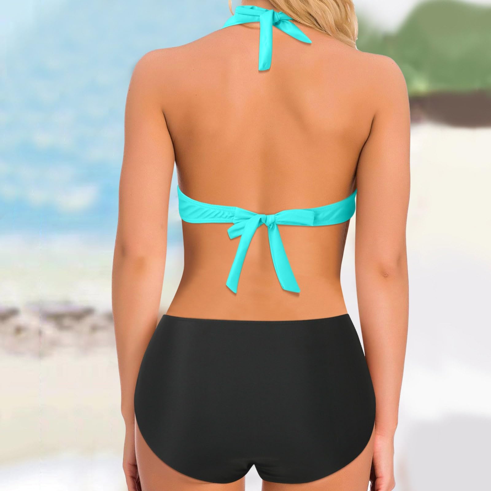 Conjunto de bikini estampado para mujer, color rojo vino, talla M
