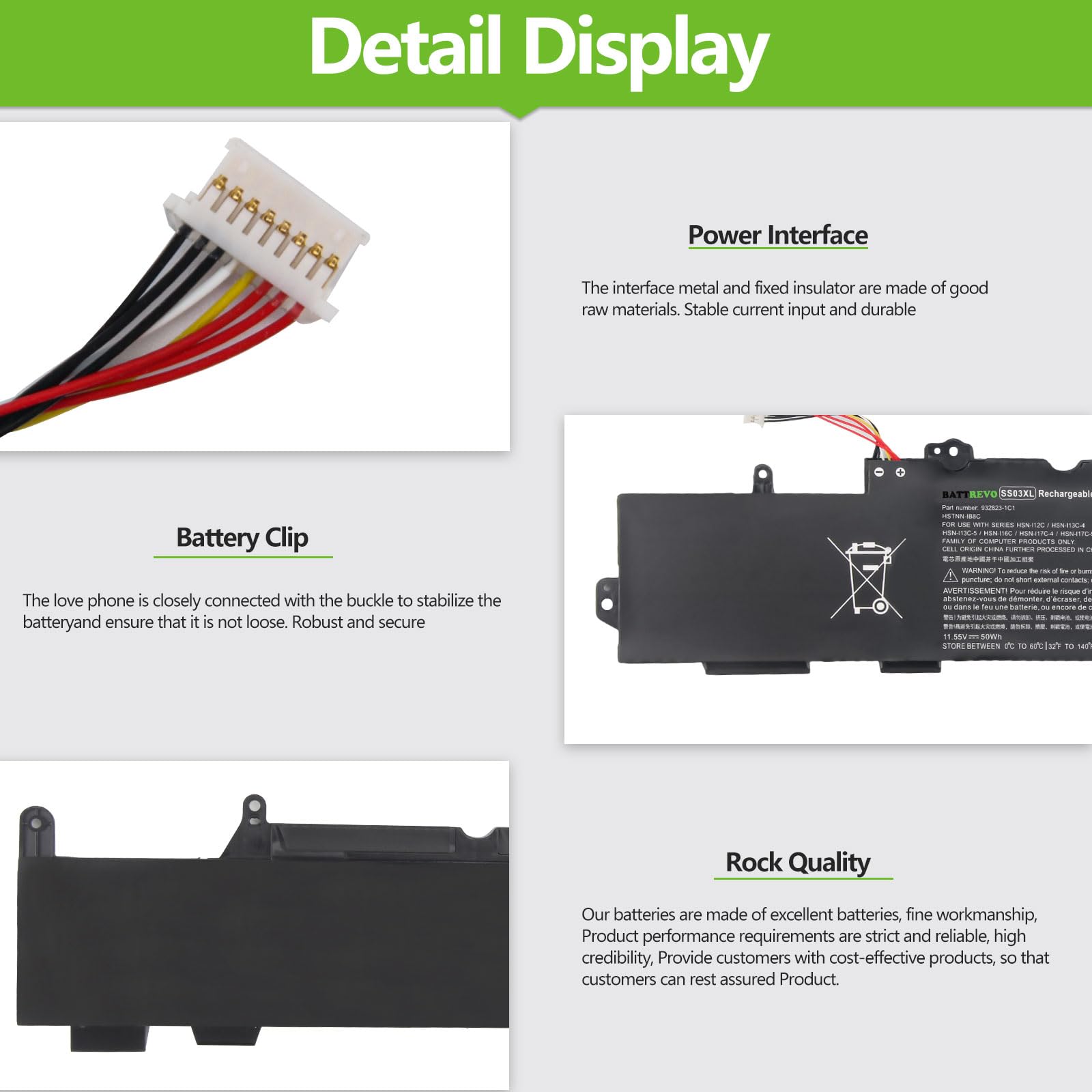SS03XL 933321-855 Batería para HP EliteBook 730 735 740 745 830 840 846 G5,EliteBook 735 745 830 840 G6,ZBook 14U G5 G6 HSN-I13C-4 932823-421 933321-852 932823-1C1 HSTNN-LB8G HSN-113C-4