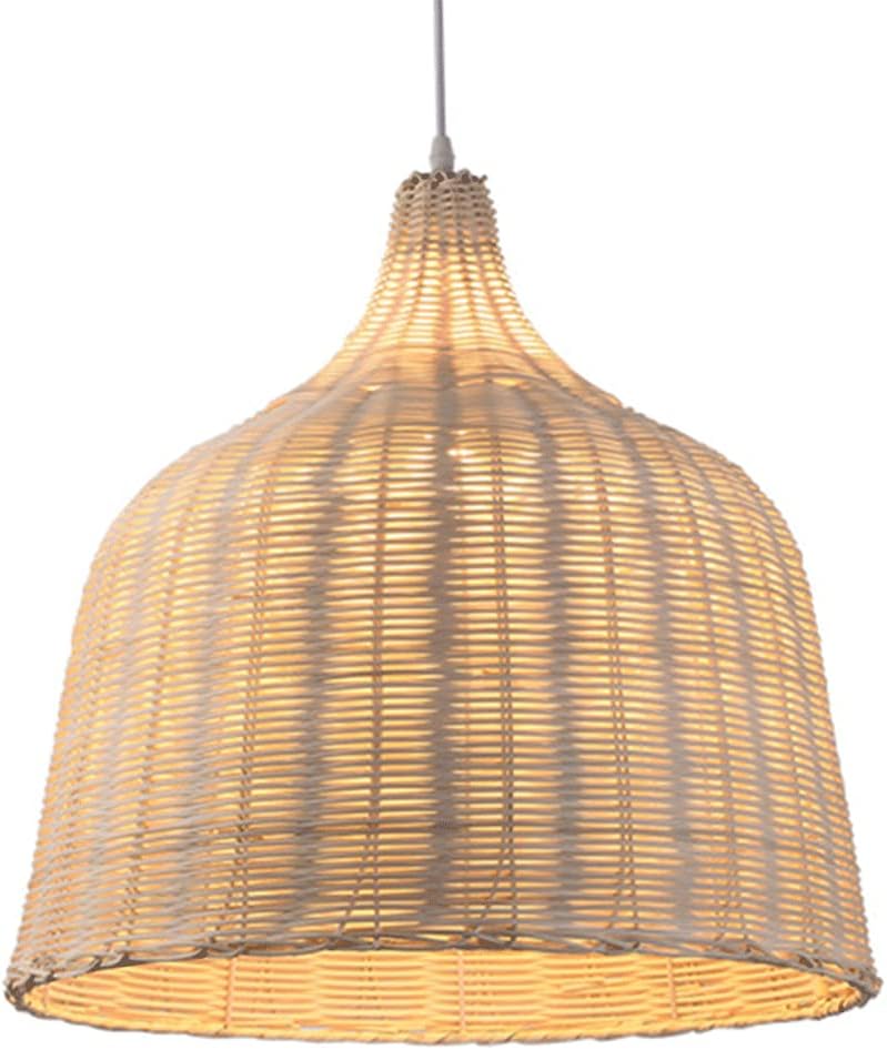Natural Rattan Basket Chandelier Hand Woven Bamboo Wicker Pendant Light Hanging Decorations Rustic Japanese Lamp Vintage Woven Rattan Lampshade for Dining Rooms and Living Rooms for Tearooms