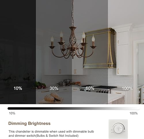 Miniatura 14 de Jaycomey Candelabro de vela de granja para comedor, 6 luces rústicas industriales, lámpara colgante de techo, lámpara colgante negra vintage