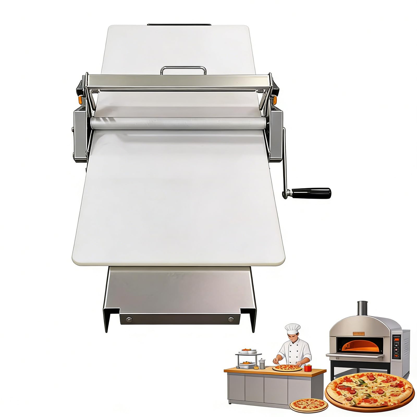 Laminadora de masa en acero inoxidable para masas con grosor regulable