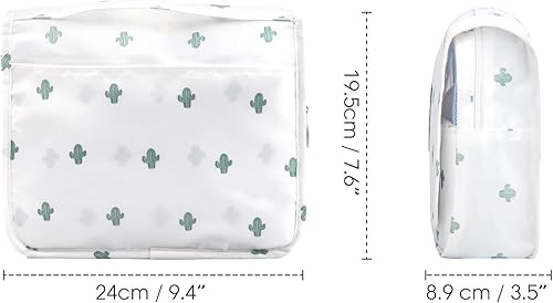 Miniatura 6 de Neceser de viaje colgante, organizador de maquillaje y productos cosméticos para mujer y niña, impermeable, E-Cactus Blanco), NW1114